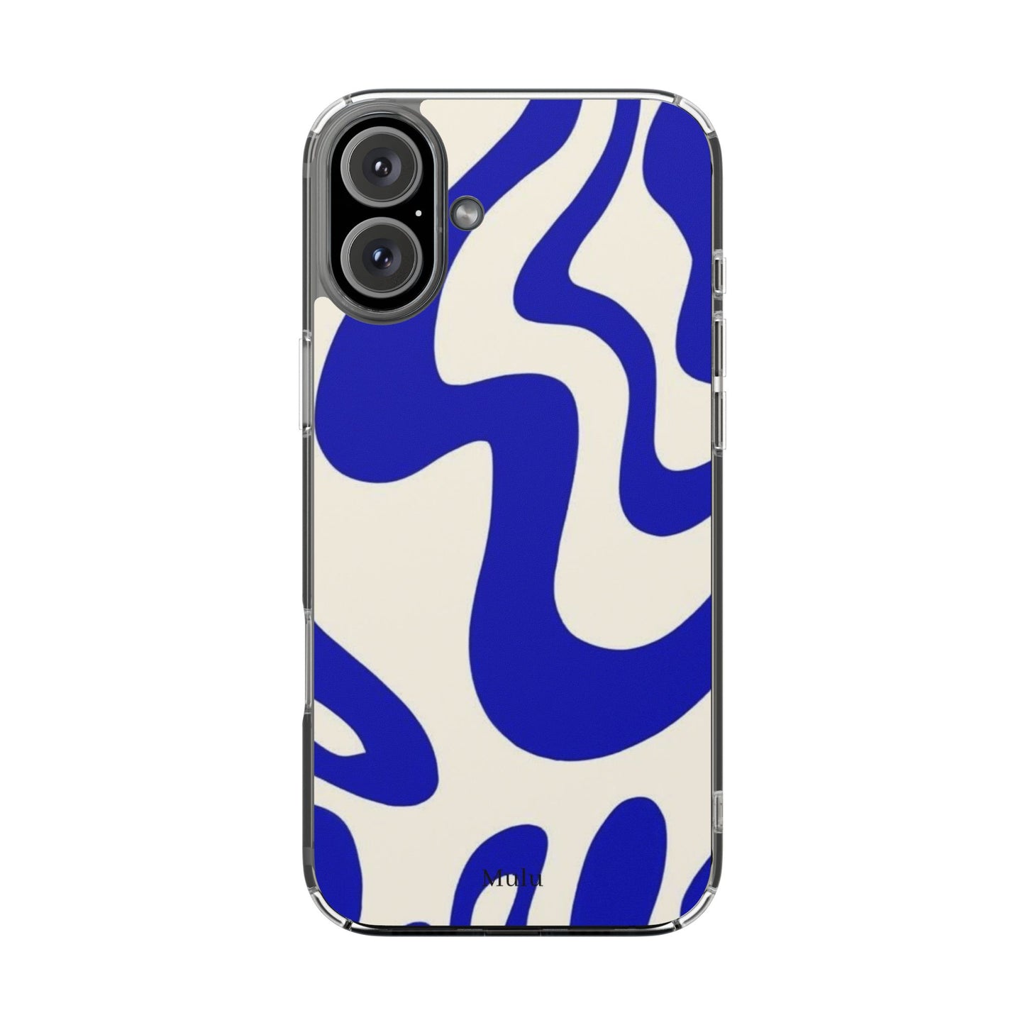 Clear Impact-Resistant Case — Blue Abstract Wavy Pattern