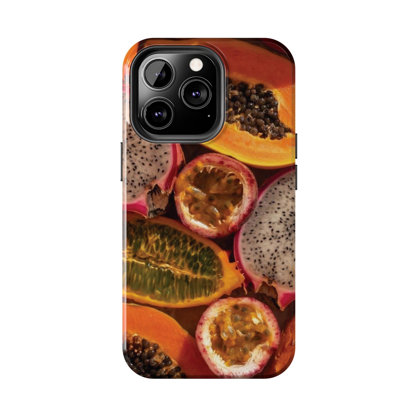 Tropical Fruit Tough Phone Case — Papaya & Dragon Fruit Design