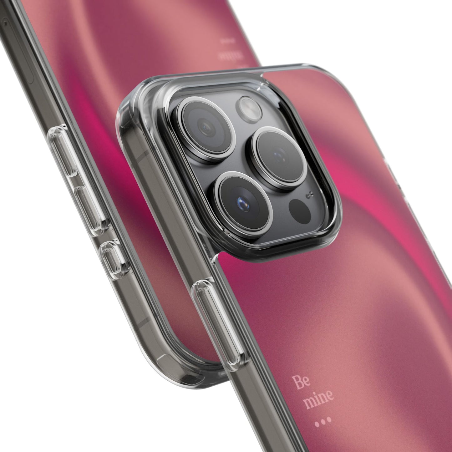 Clear Impact Phone Case — Pink Satin Swirl "Be mine" Design