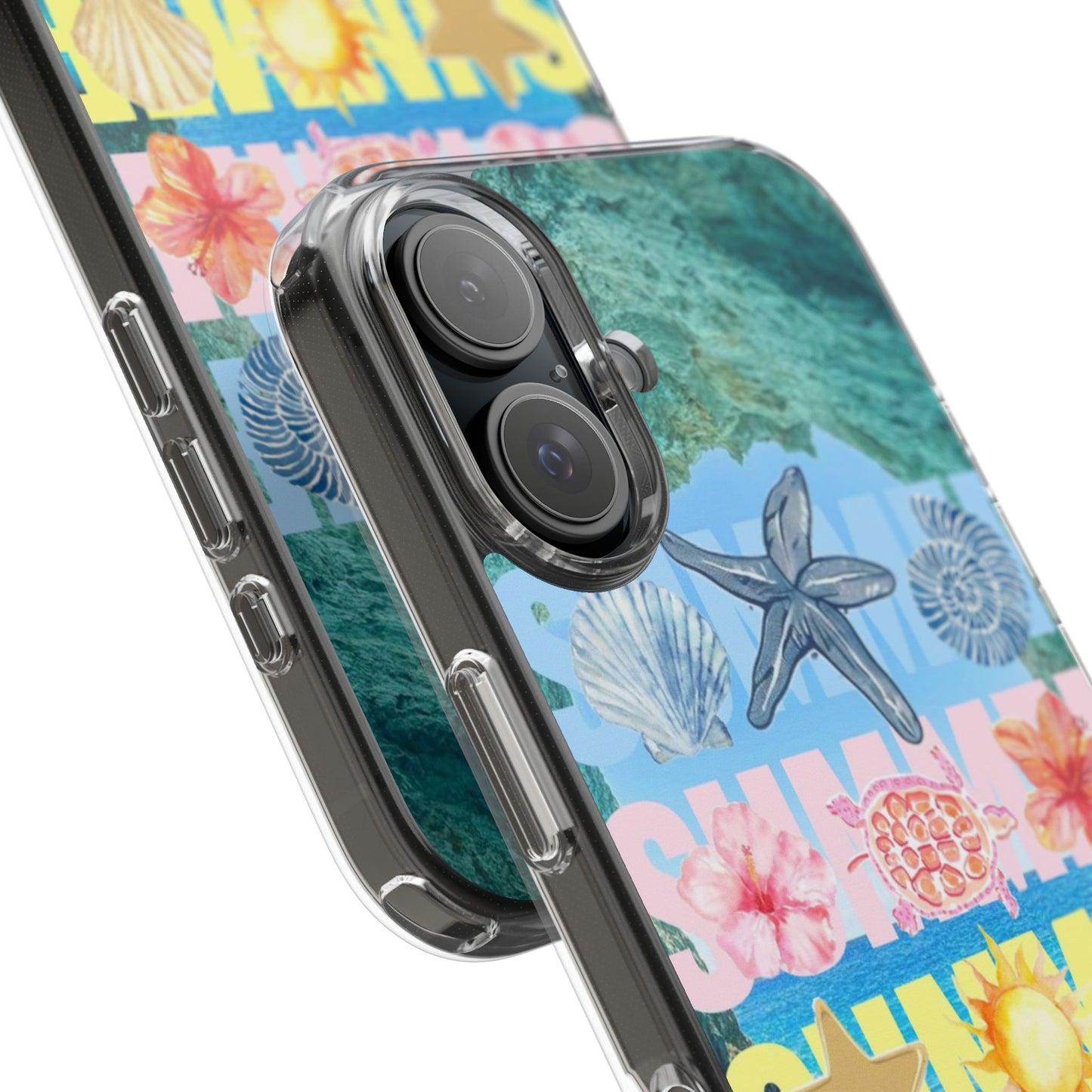 Clear Summer Beach Phone Case — Impact‑Resistant Tropical Design