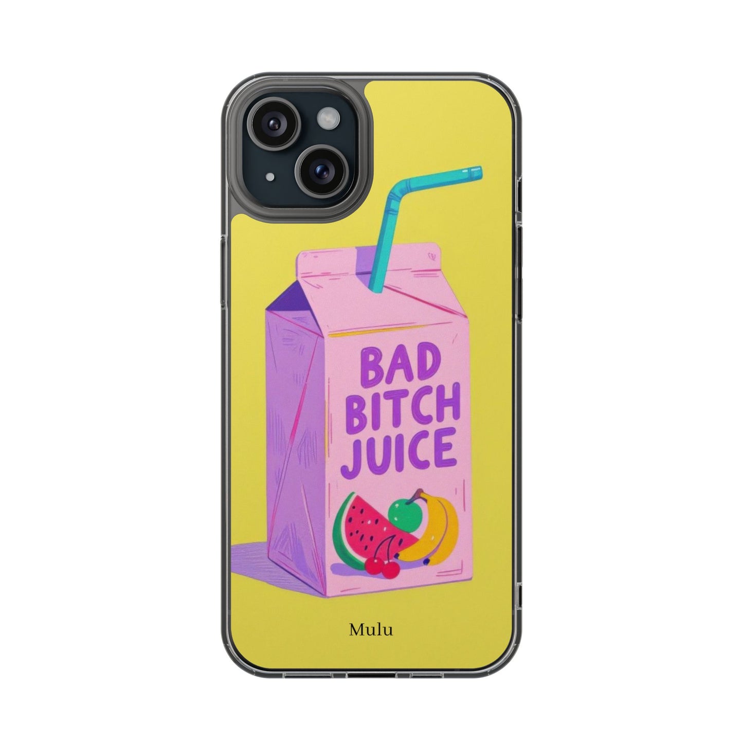 Clear Impact-Resistant Phone Case — "Bad Bitch Juice" Cartoon Juice Box Design