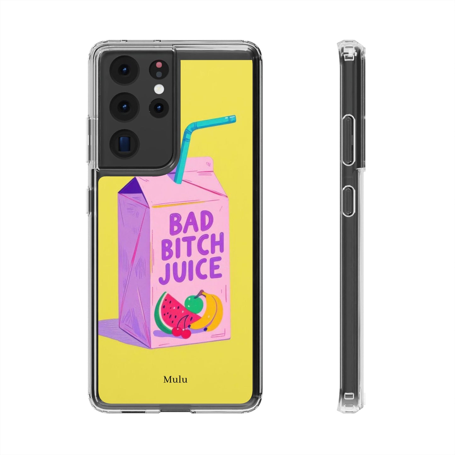 Clear Impact-Resistant Phone Case — "Bad Bitch Juice" Cartoon Juice Box Design