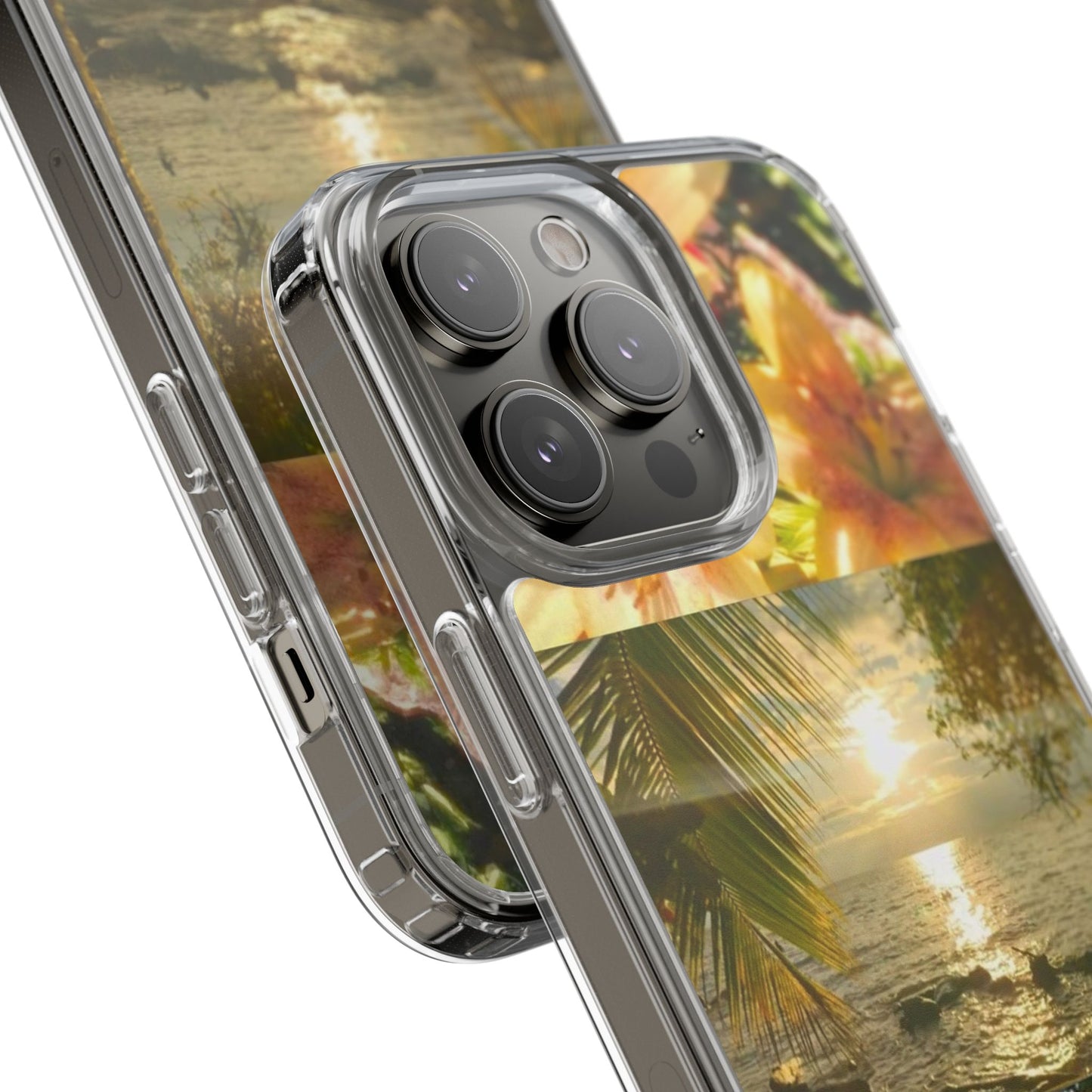 Tropical Sunset Phone Case — Floral Surfboard Clear iPhone Case