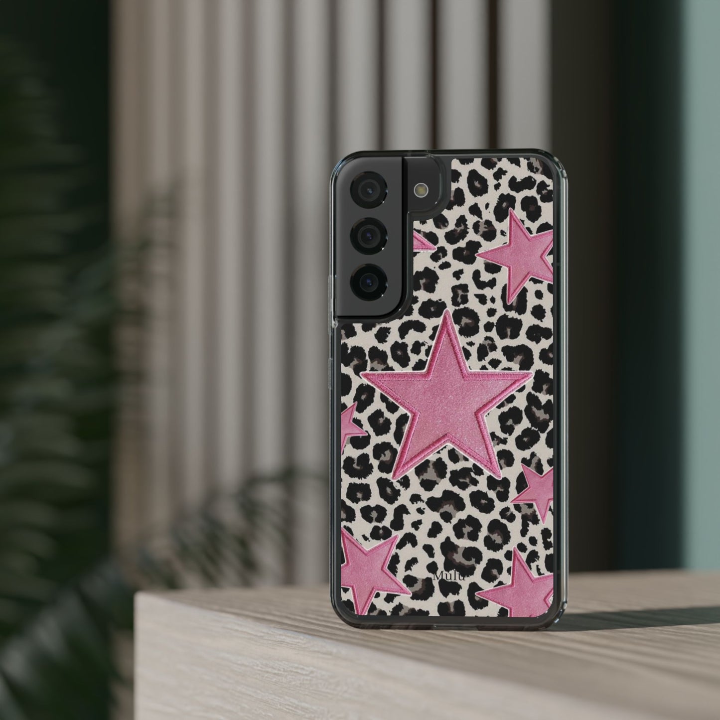 Pink Star Leopard Clear Impact Phone Case