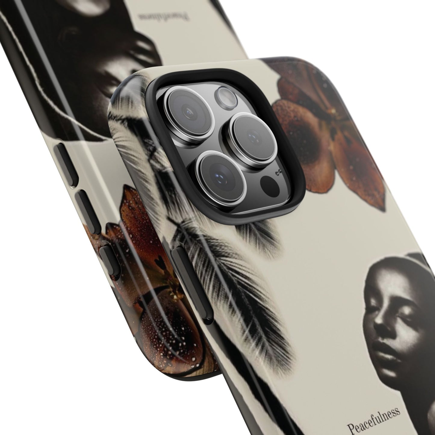 Tough Phone Case — "Peacefulness" Artistic Black Woman Floral Design