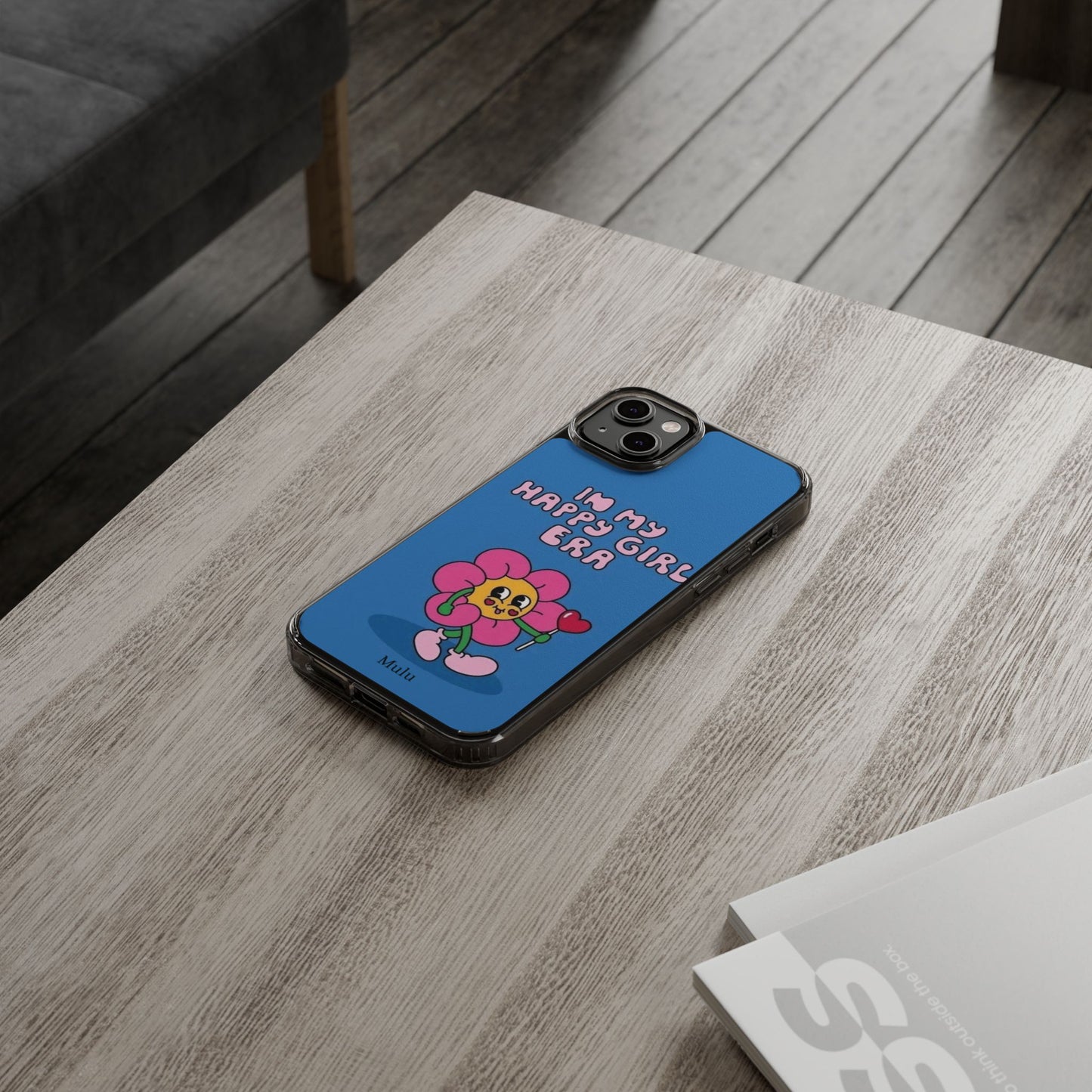 Clear Impact-Resistant Phone Case — “I’m My Happy Girl Era” Cute Flower Design