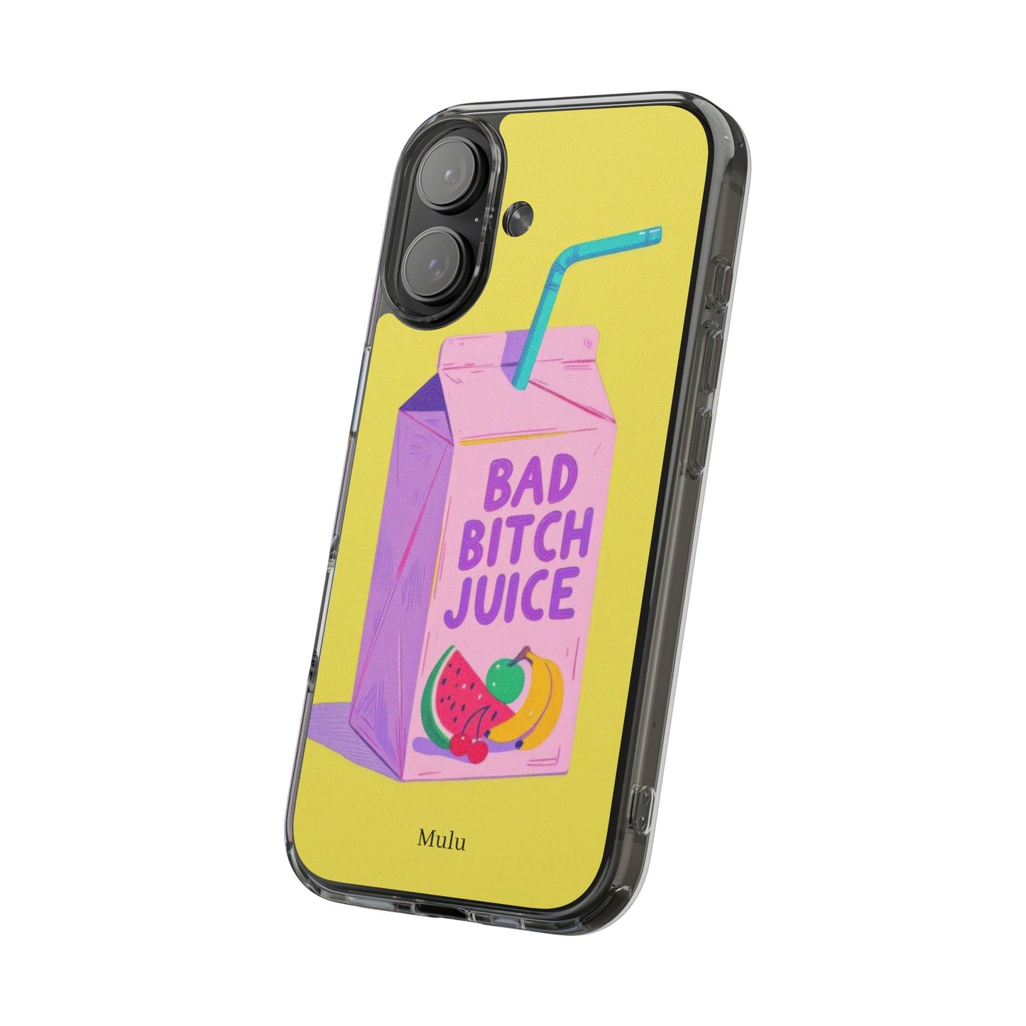 Clear Impact-Resistant Phone Case — "Bad Bitch Juice" Cartoon Juice Box Design