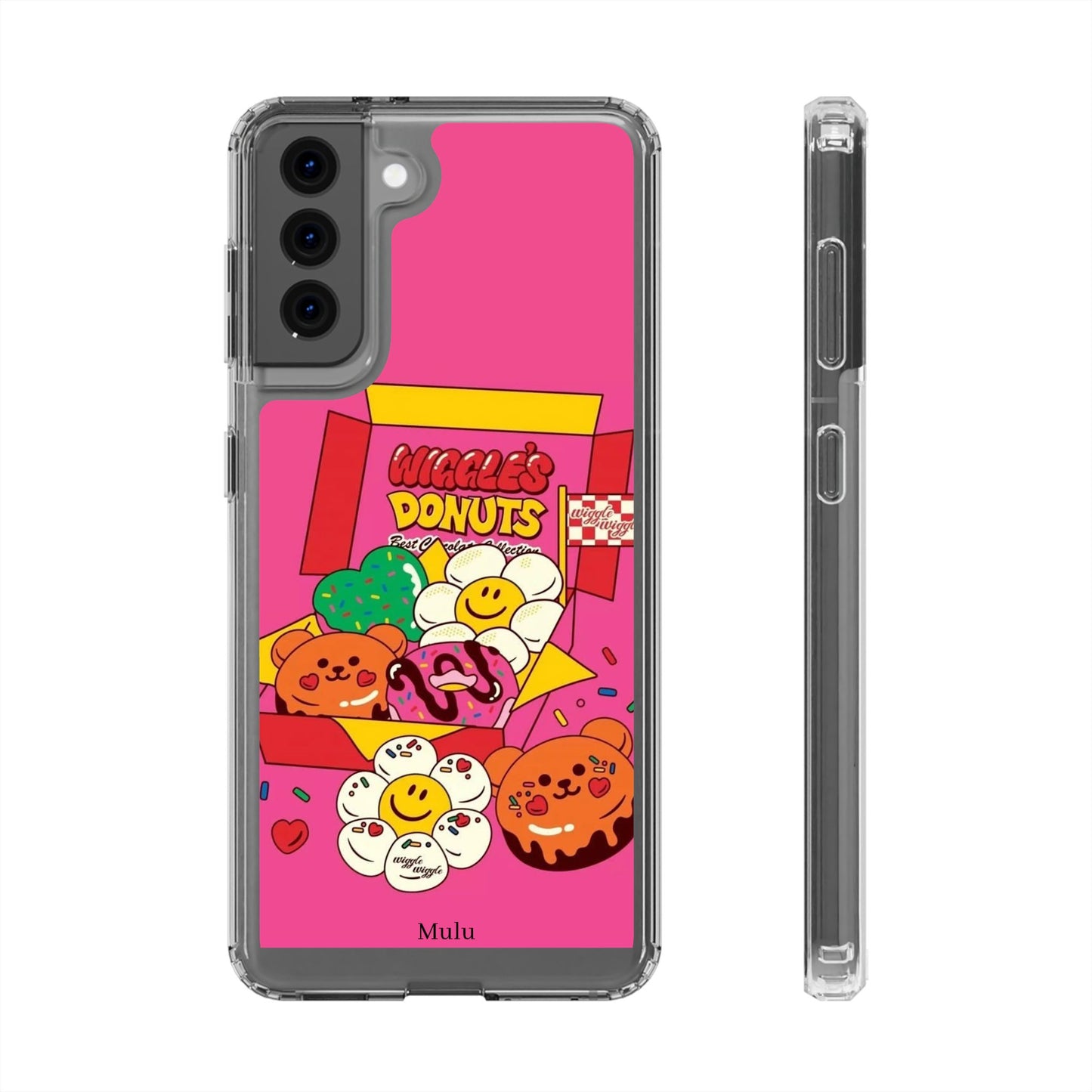 Donut Box Cute Phone Case — Clear Impact‑Resistant iPhone Cover with Smiling Donuts