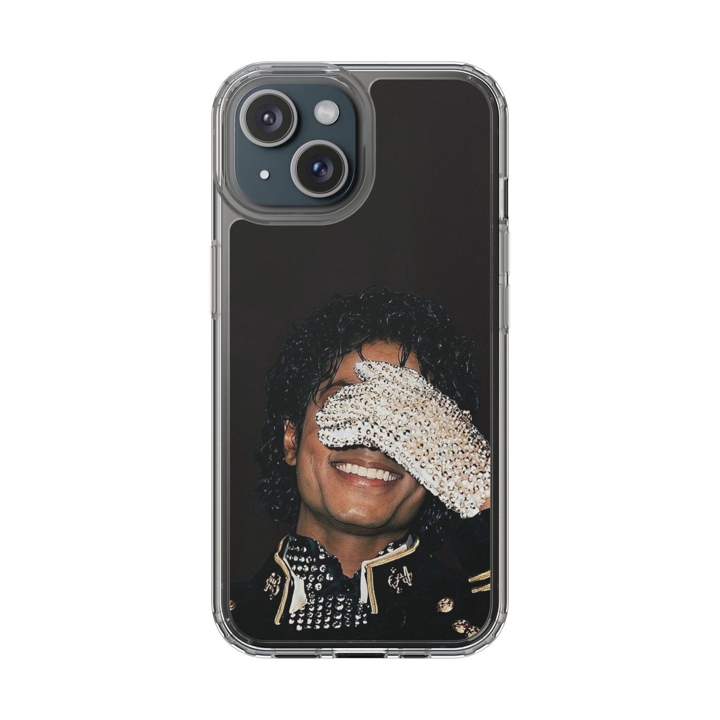Michael Jackson Smiling Portrait Clear Phone Case — Retro Pop Icon Design