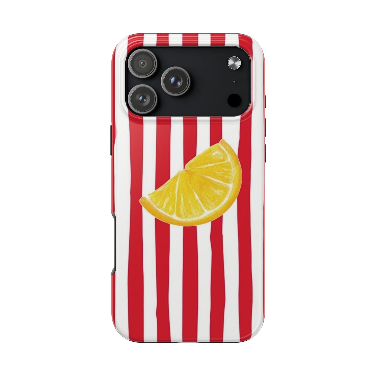 Lemon Slice Red & White Stripe Tough Phone Case