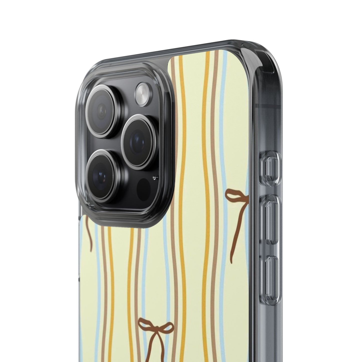 Ballet Ribbon Stripe Clear Impact Phone Case — Pastel Yellow Protective Cover