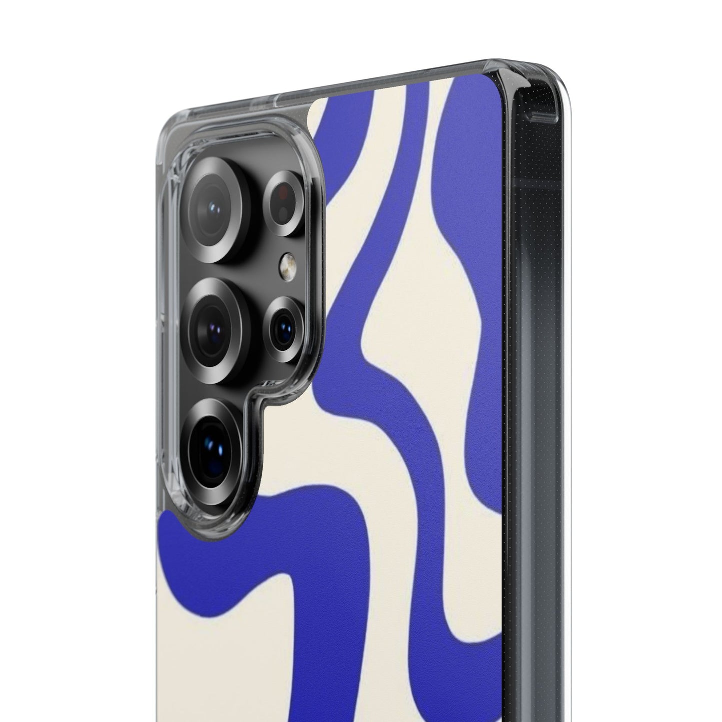 Clear Impact-Resistant Case — Blue Abstract Wavy Pattern