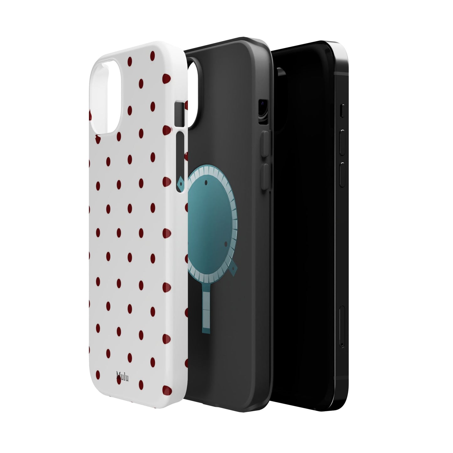 Polka Dot Magnetic Impact-Resistant Phone Case — Red Dots on White