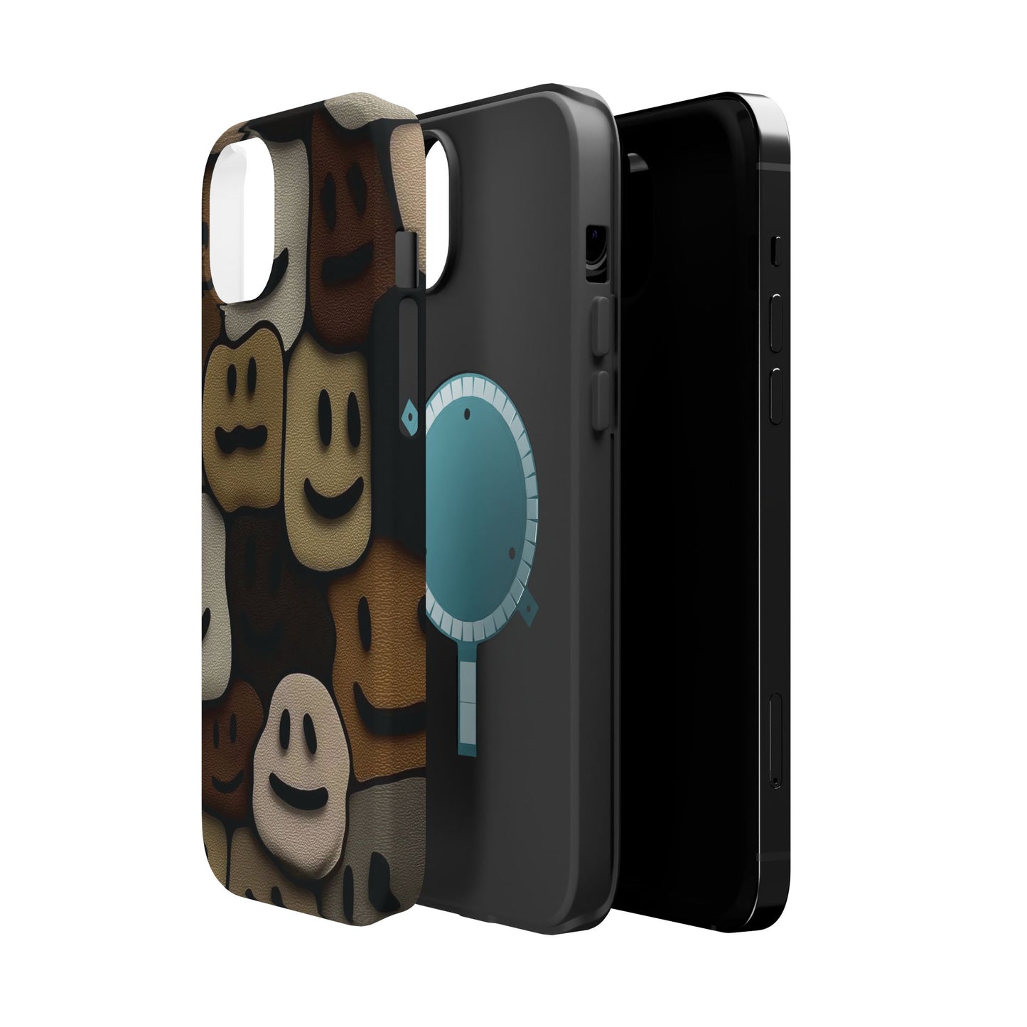 Magnetic Impact-Resistant Case — Brown Smiley Tile Phone Cover