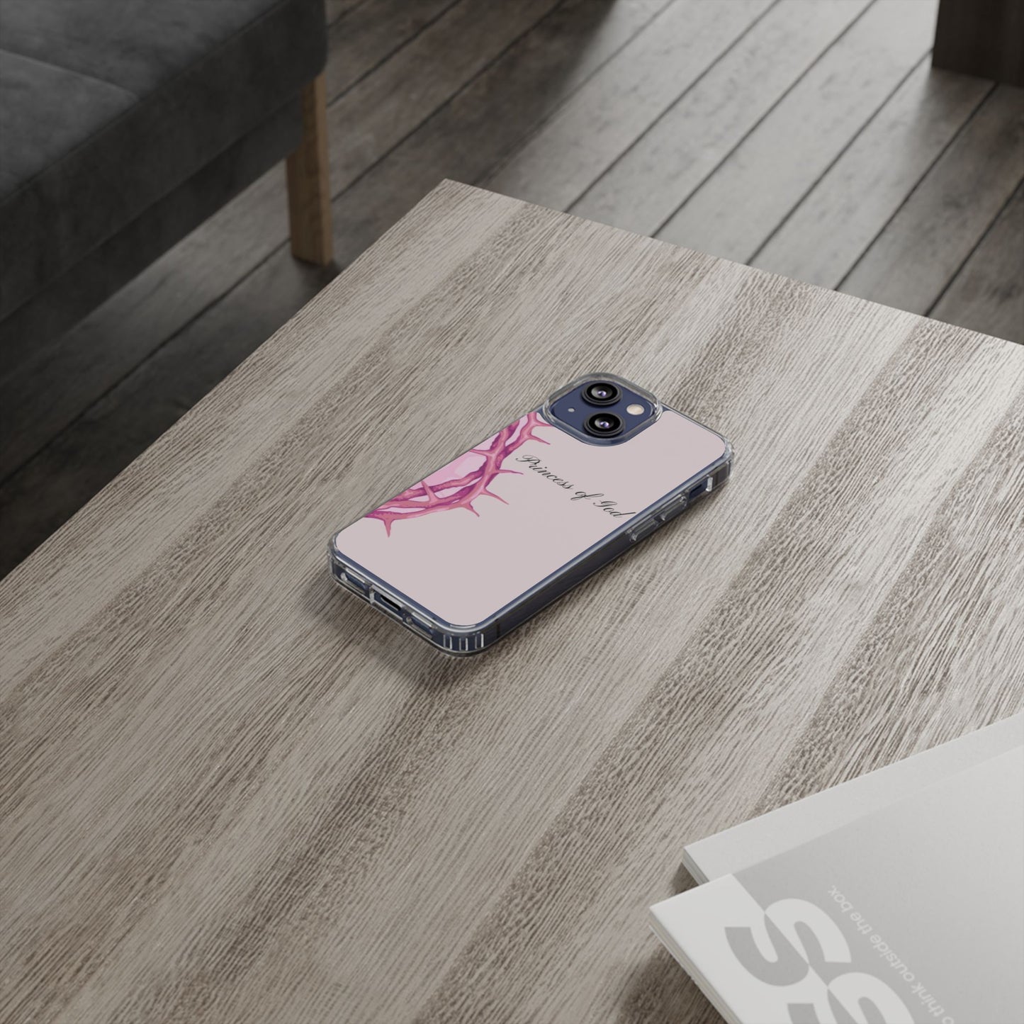Phone Case — "Princess of God" Pink Crown of Thorns Clear Impact-Resistant Case