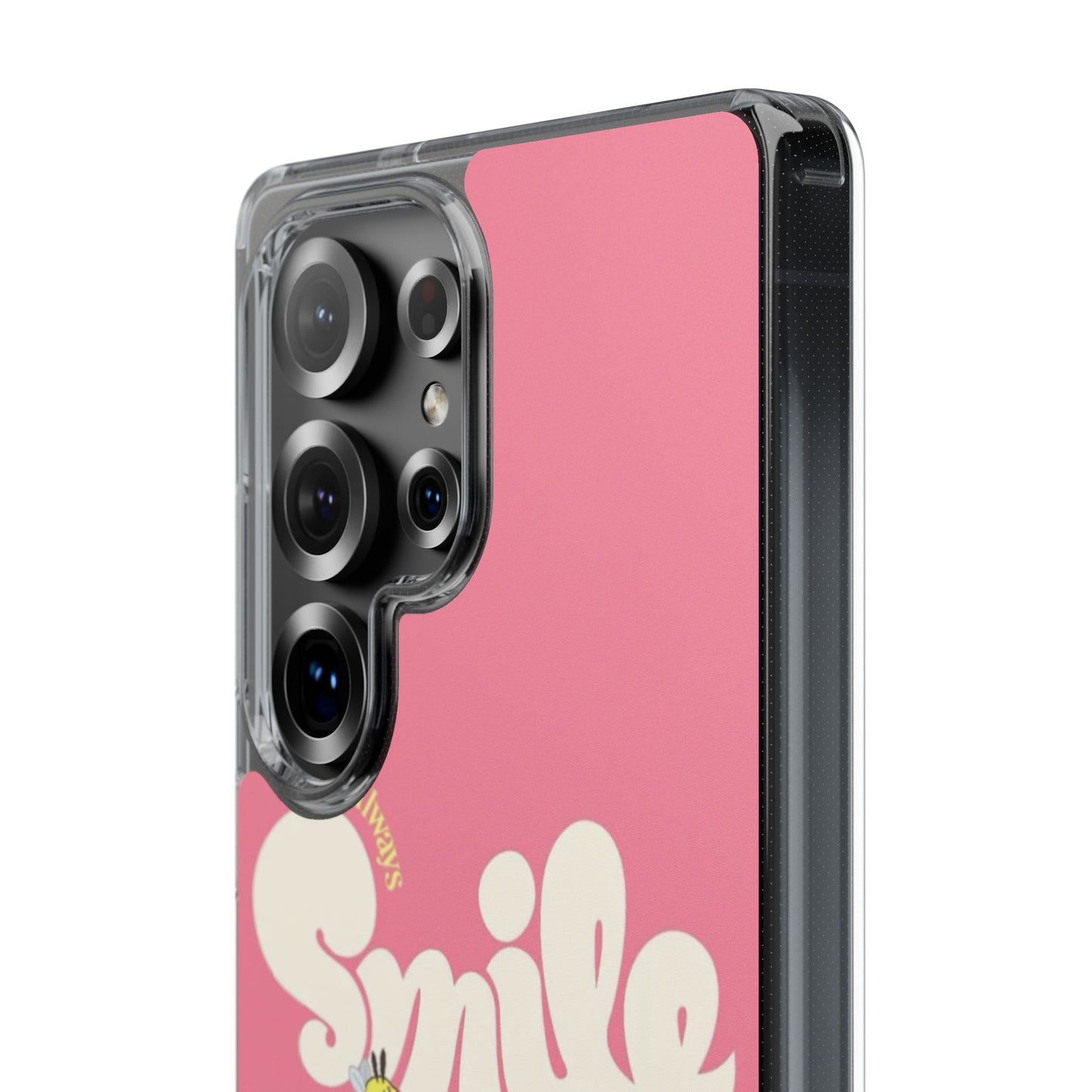 Clear Impact-Resistant Phone Case — Pink 'Smile' Flower Design