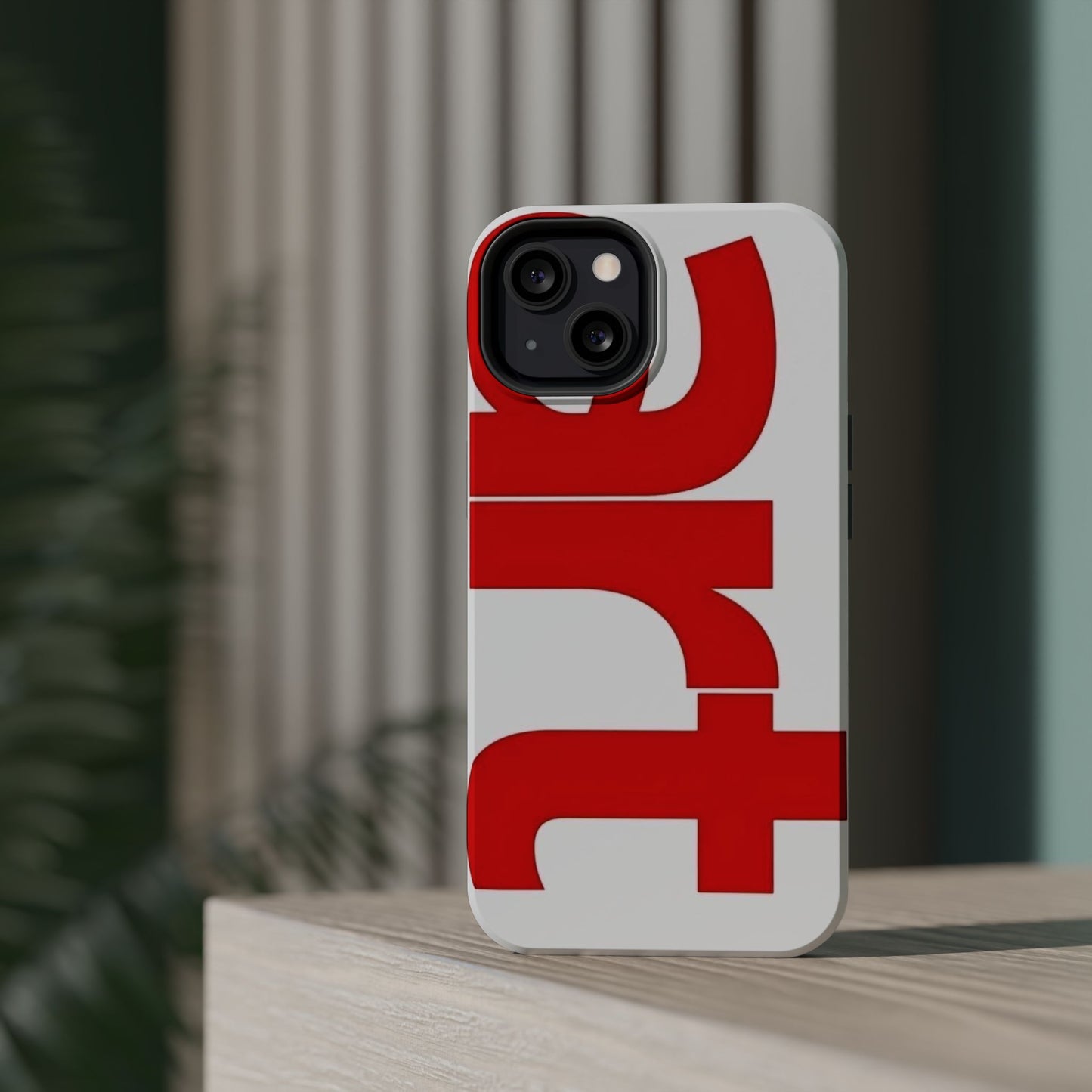 Magnetic Impact-Resistant Phone Case — Bold Red Typographic Design