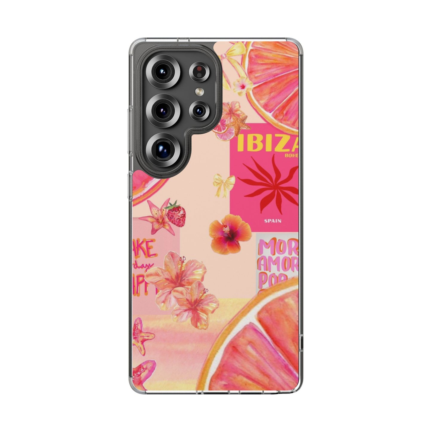 Clear Impact Phone Case — Pink Ibiza Citrus Floral Design