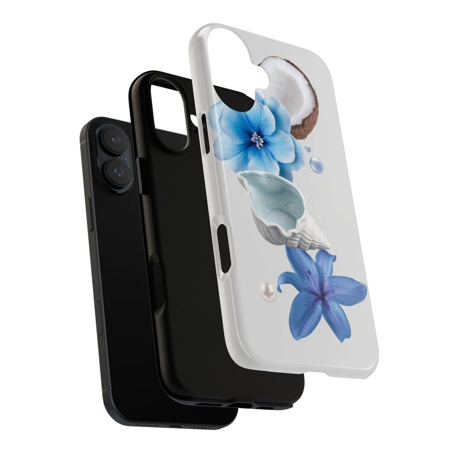 Tropical Blue Floral Phone Case — Coconut, Shell & Starfish Design
