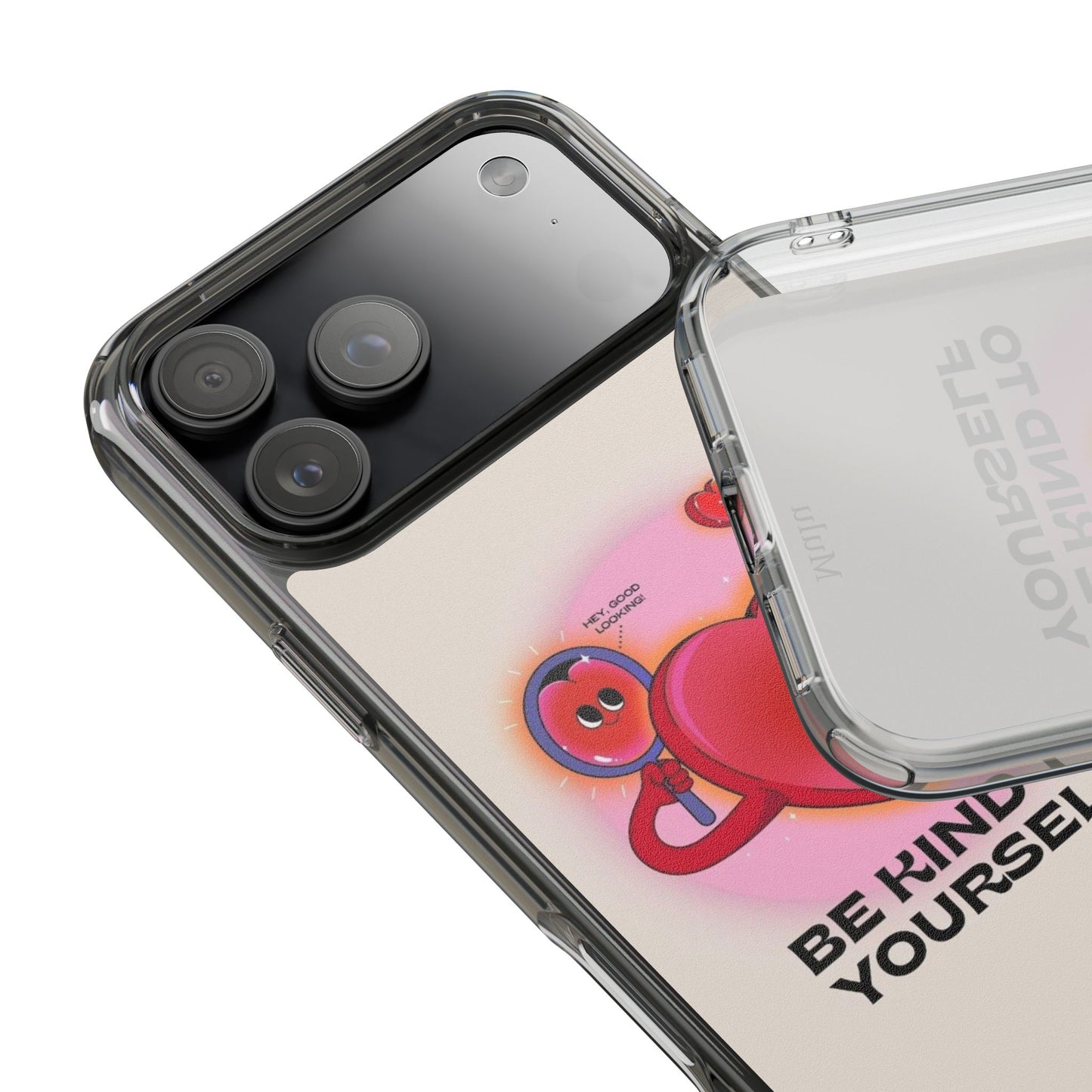 Clear Phone Case — "Be Kind to Yourself" Heart Design