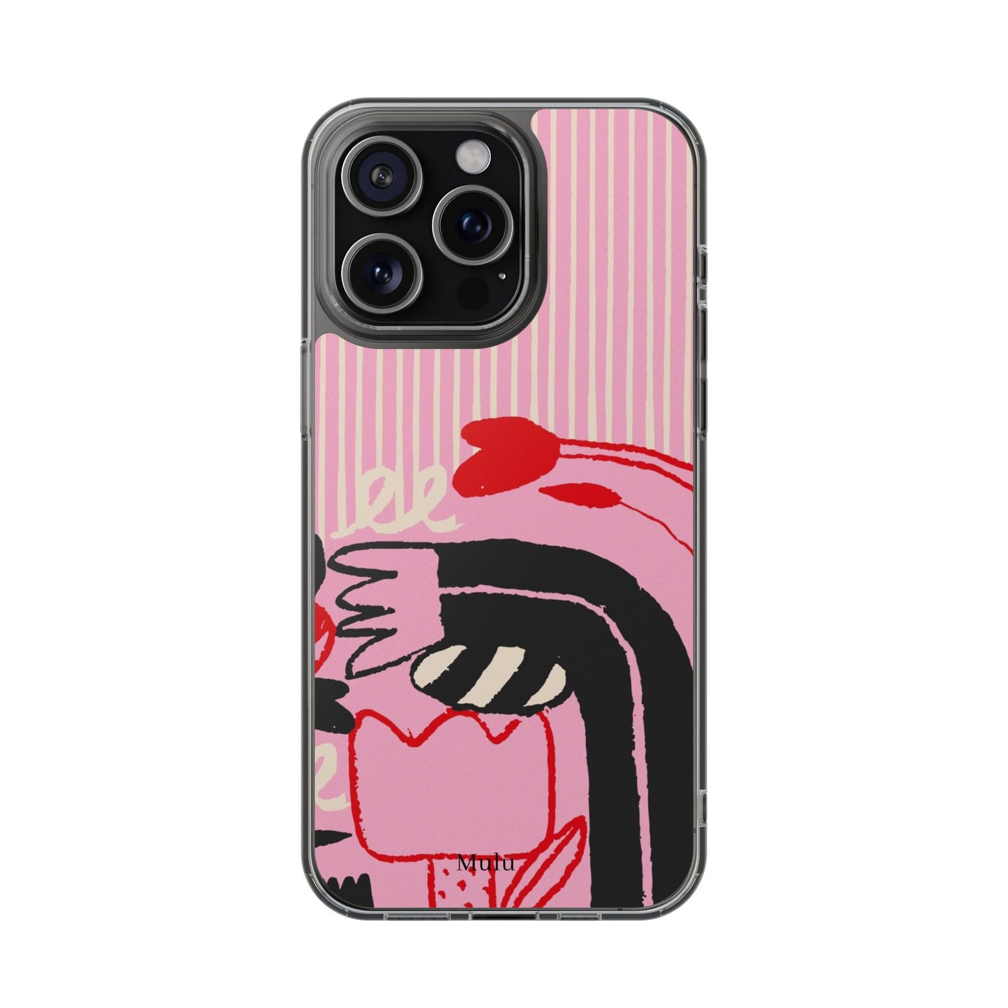 Clear Impact-Resistant Case — Pink Cute Heart Cartoon Design