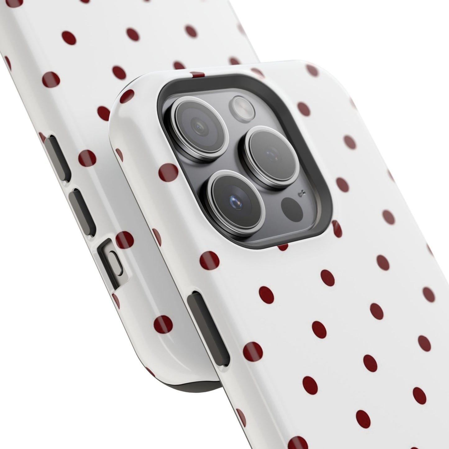 Polka Dot Magnetic Impact-Resistant Phone Case — Red Dots on White
