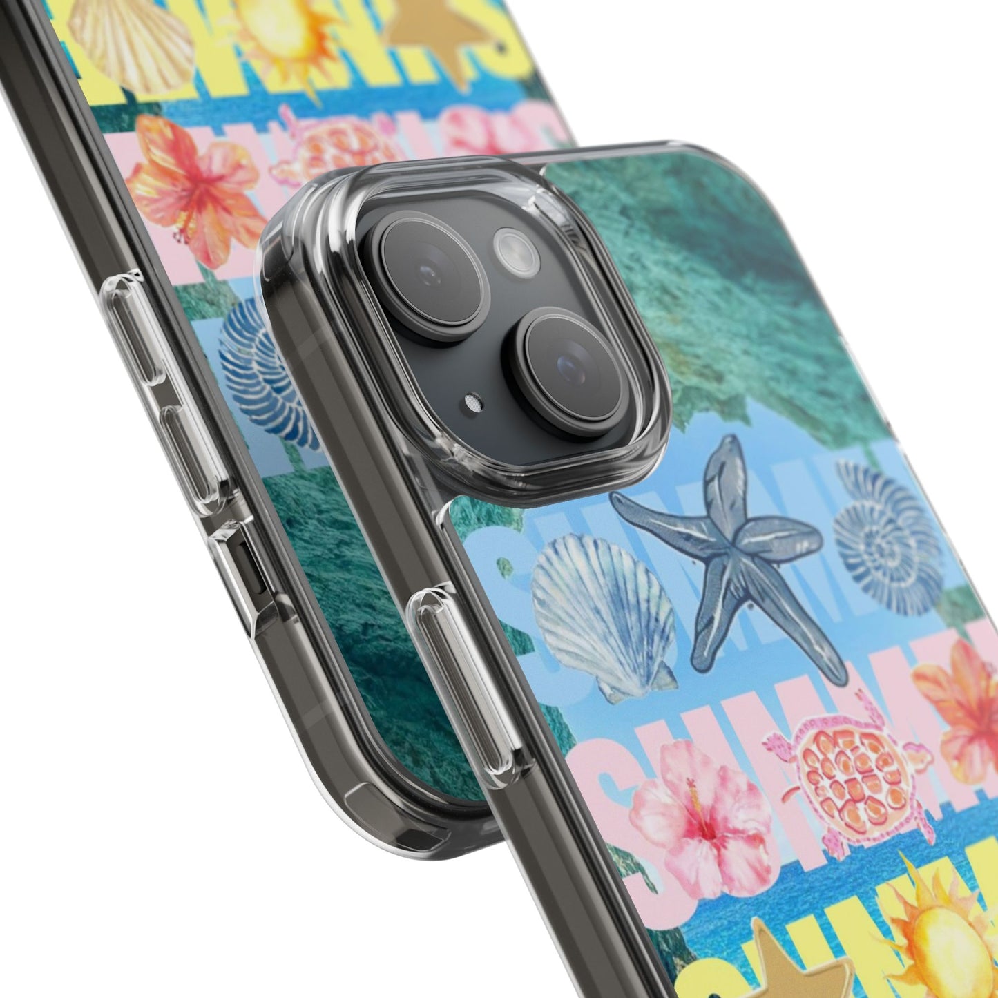 Clear Summer Beach Phone Case — Impact‑Resistant Tropical Design