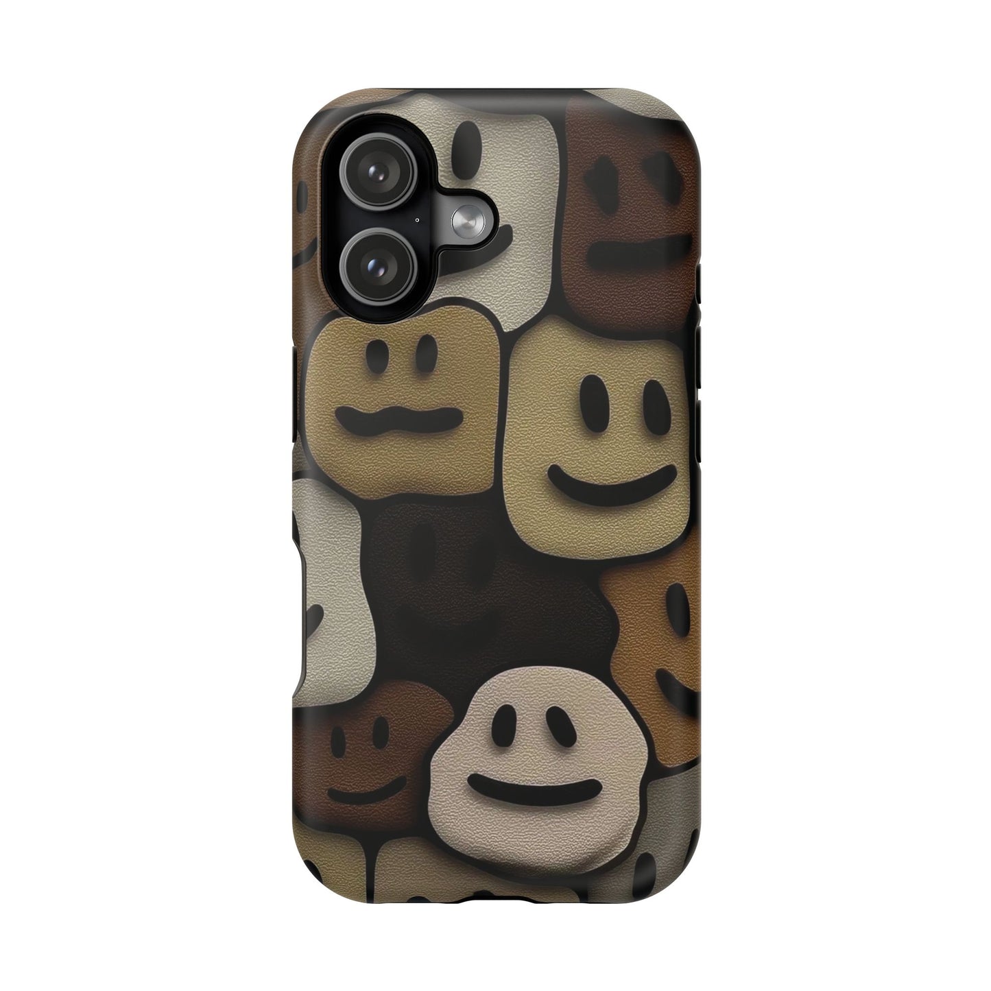 Magnetic Impact-Resistant Case — Brown Smiley Tile Phone Cover