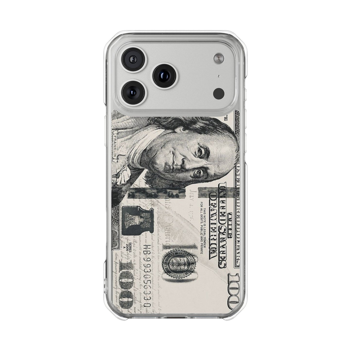 Clear Magnetic Phone Case — Hundred Dollar Bill Design