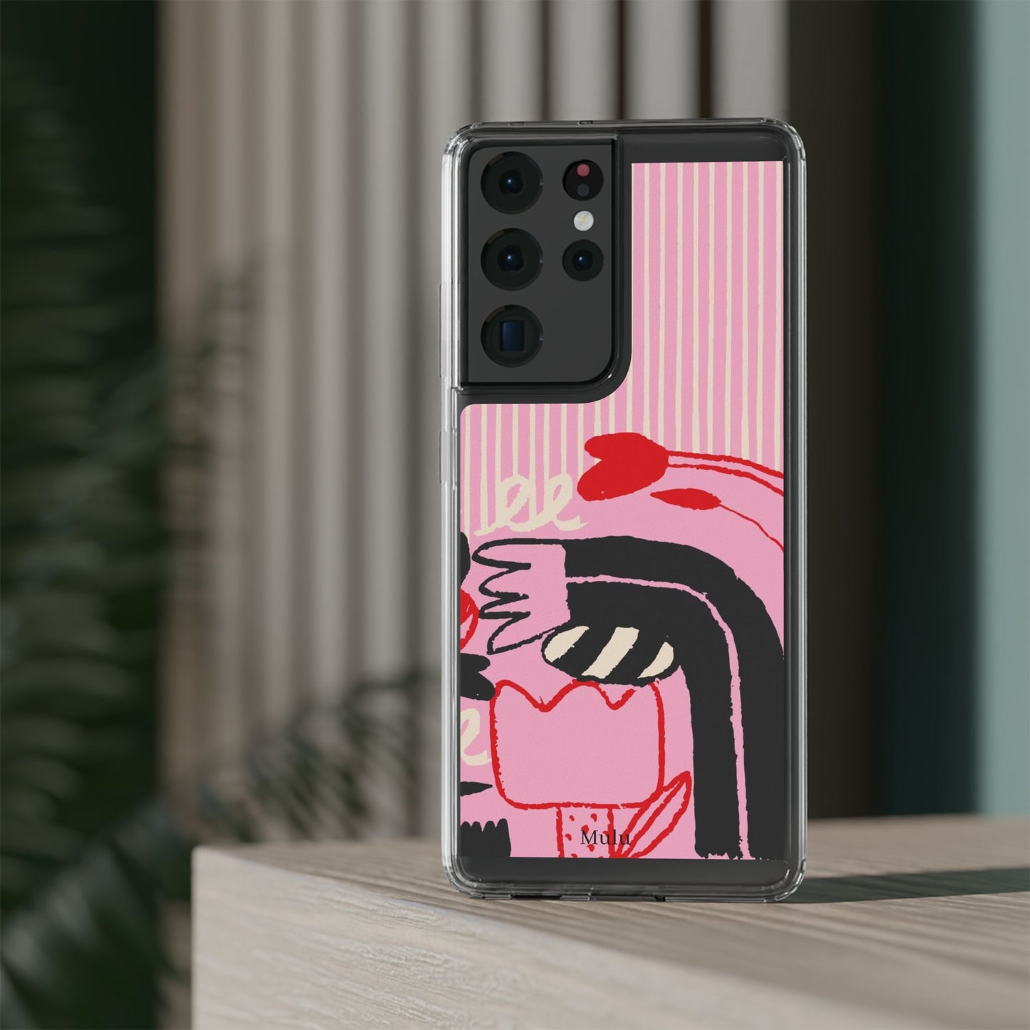 Clear Impact-Resistant Case — Pink Cute Heart Cartoon Design