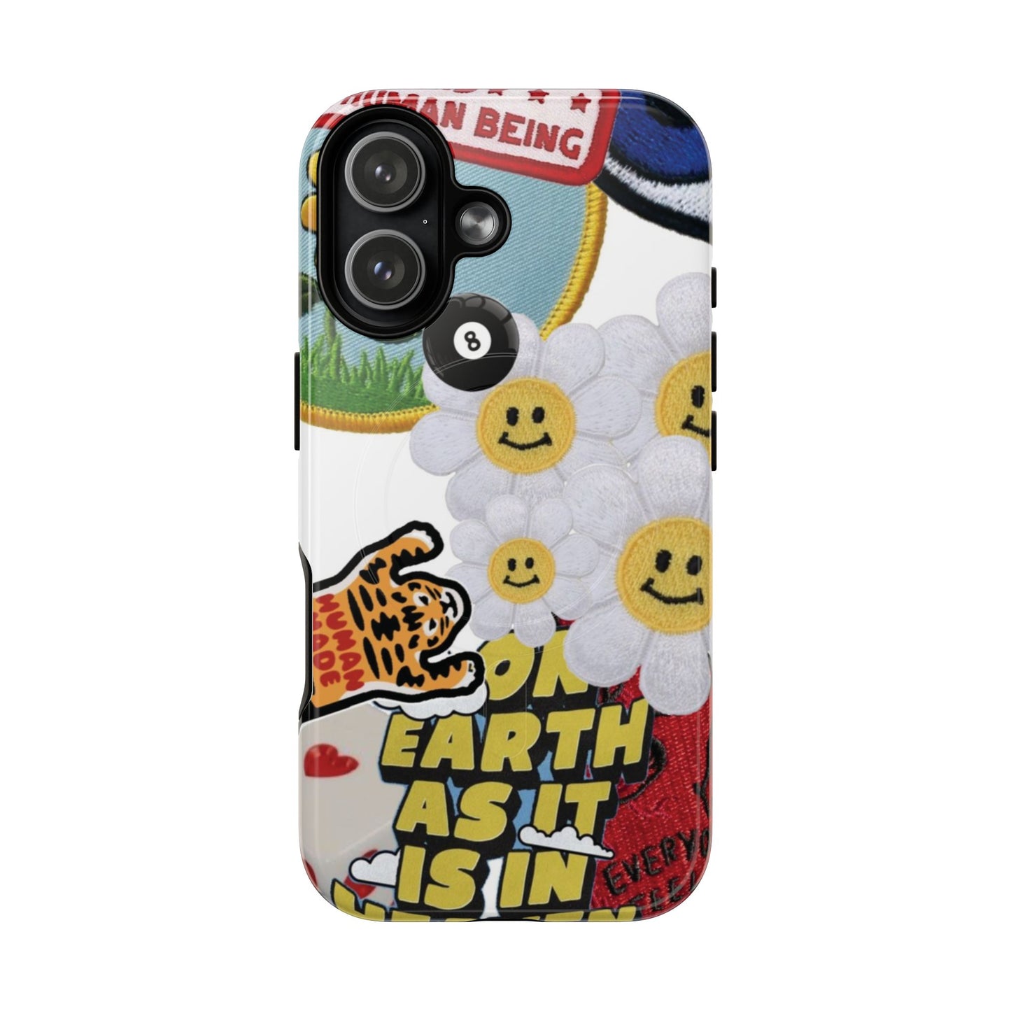 Phone Case — Retro Smiley Daisy Collage Tough Magnetic Cover
