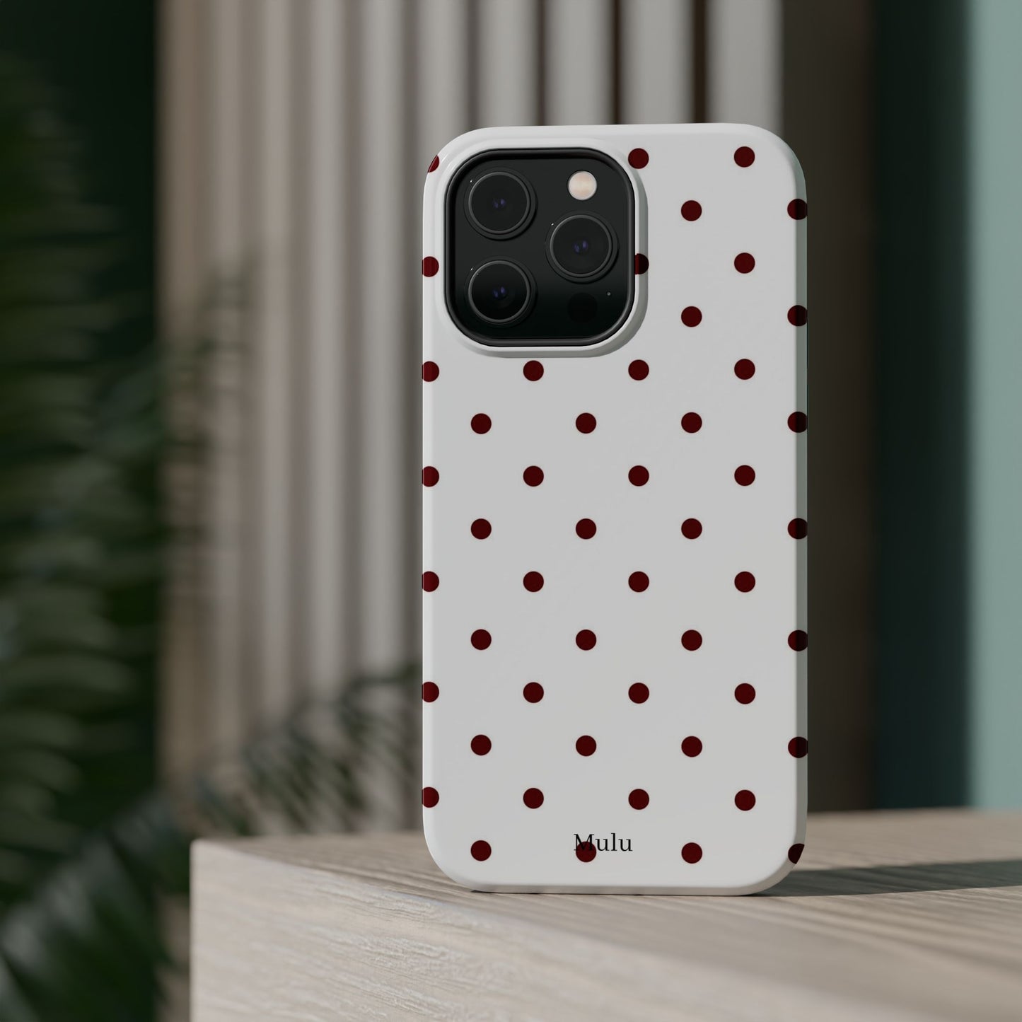Polka Dot Magnetic Impact-Resistant Phone Case — Red Dots on White