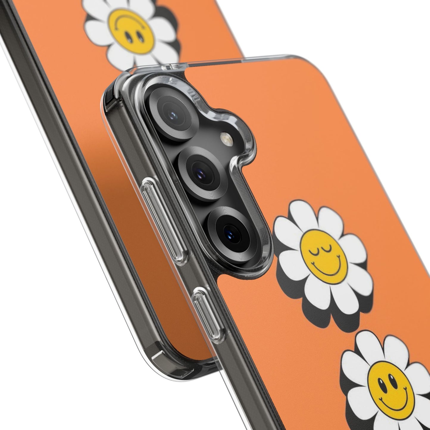 Phone Case — Orange Smiley Daisy Clear Impact‑Resistant Case