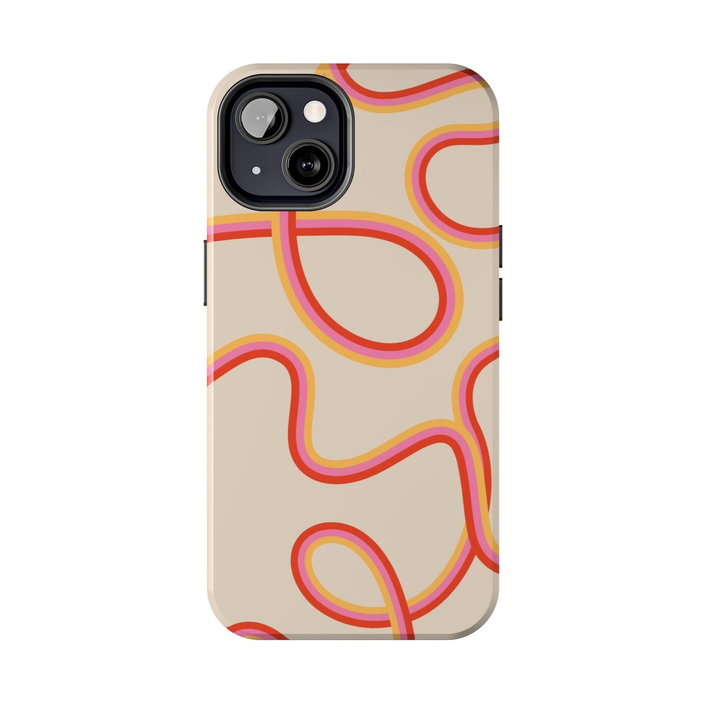 Retro Swirl Tough Phone Case — Beige Pink Orange Abstract Protection
