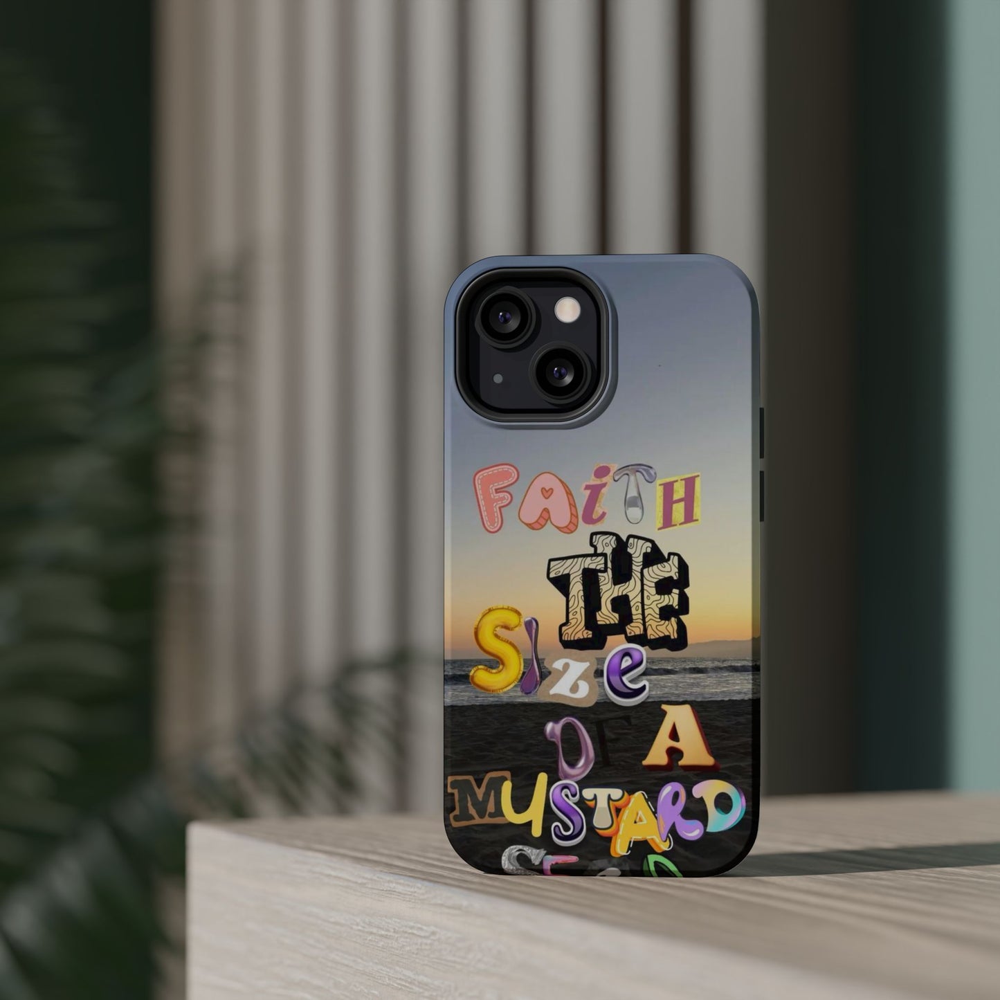 Magnetic Impact-Resistant Phone Case — "Faith the Size of a Mustard Seed" Sunset Design