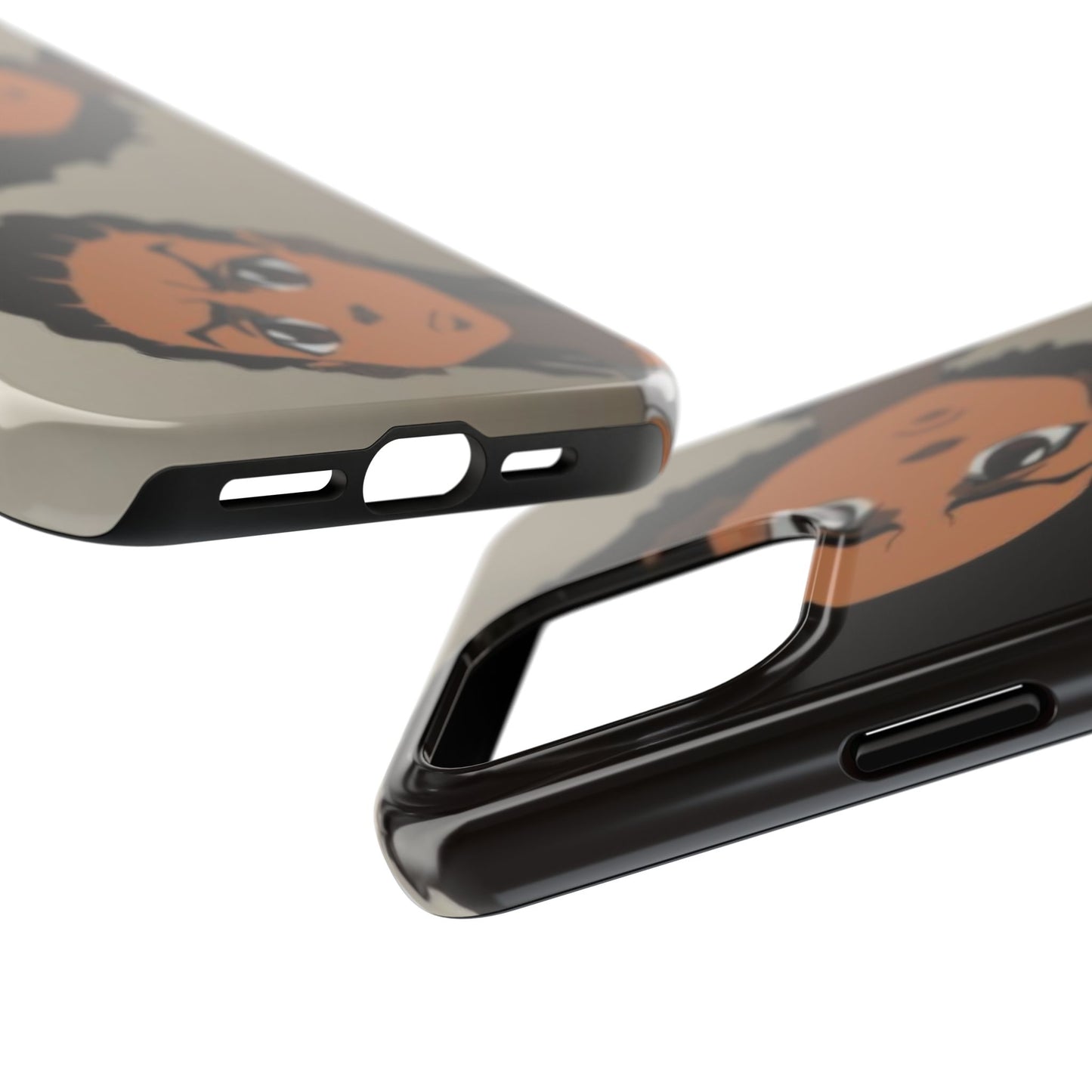 Tough Phone Case — Afro Anime Duo Face Design, Protective Shockproof Cover