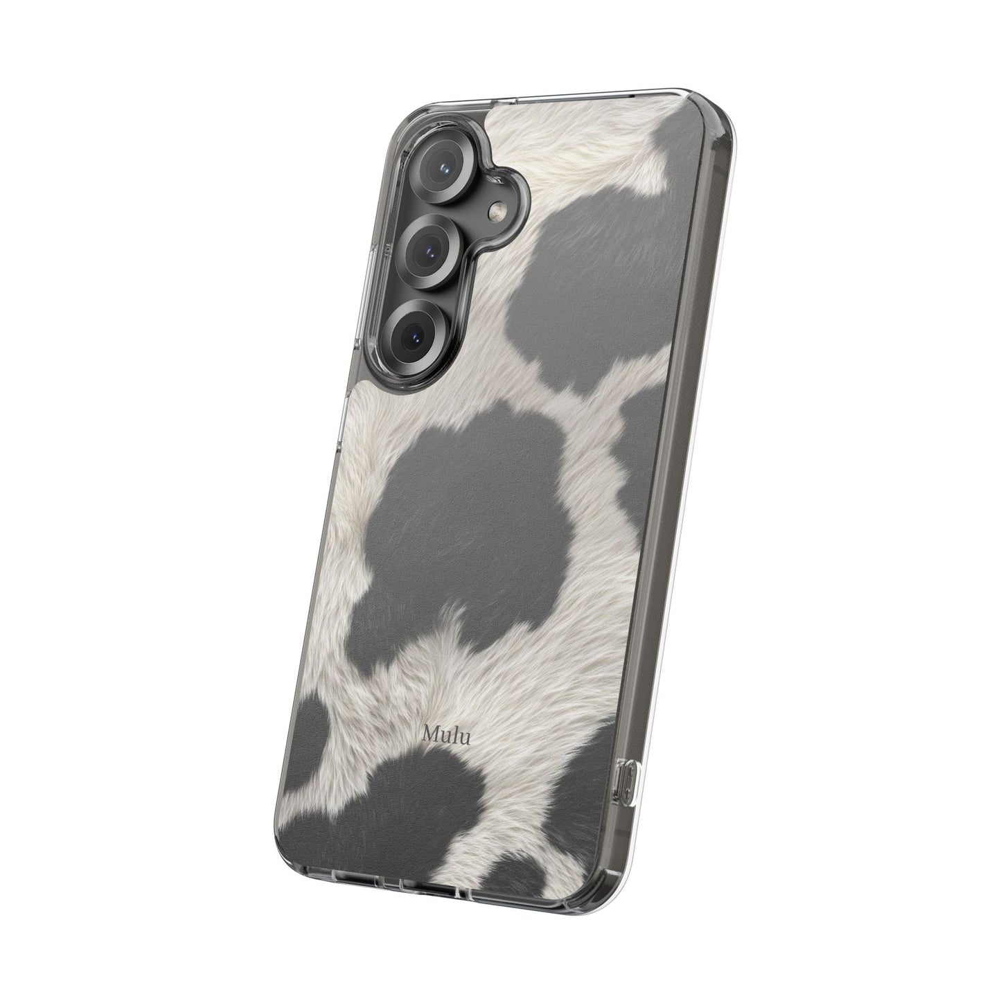 Cow Print Clear Impact Phone Case — Faux Fur Black & White Protection