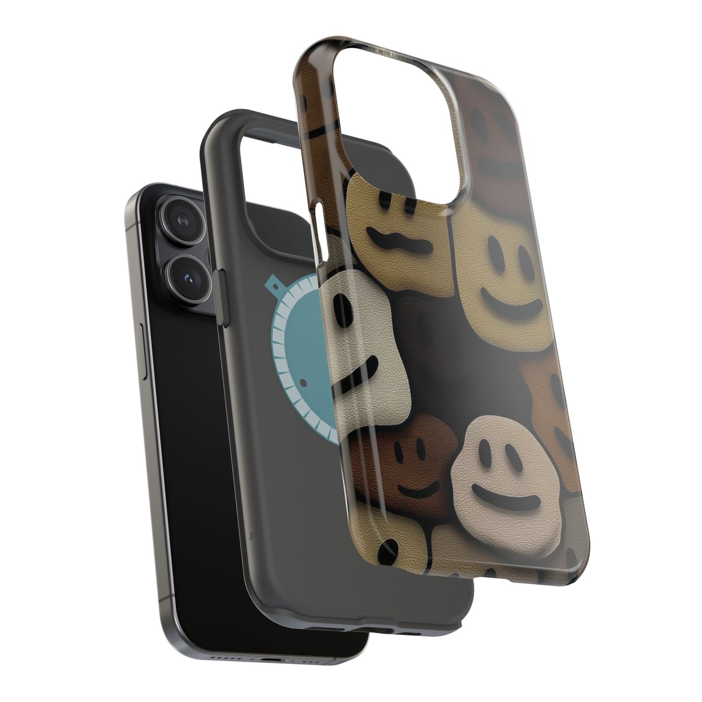 Magnetic Impact-Resistant Case — Brown Smiley Tile Phone Cover