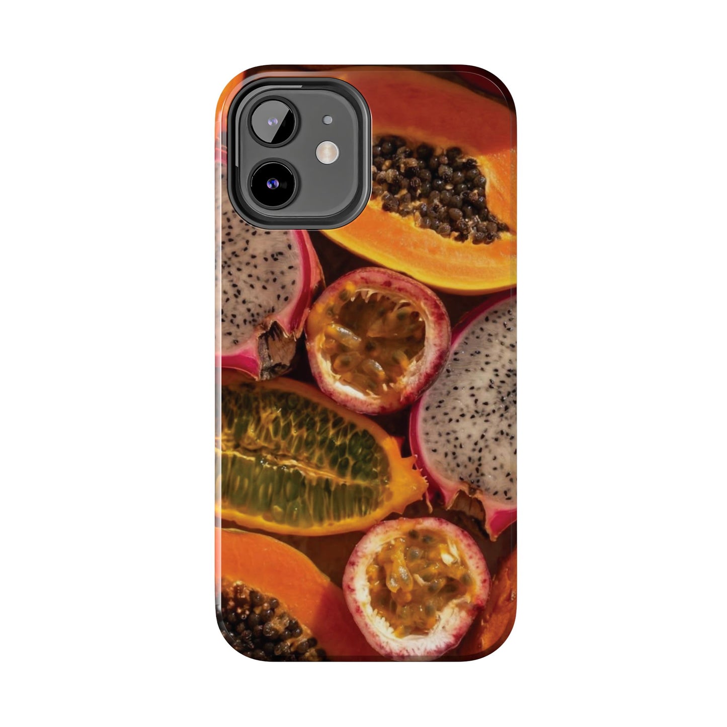 Tropical Fruit Tough Phone Case — Papaya & Dragon Fruit Design