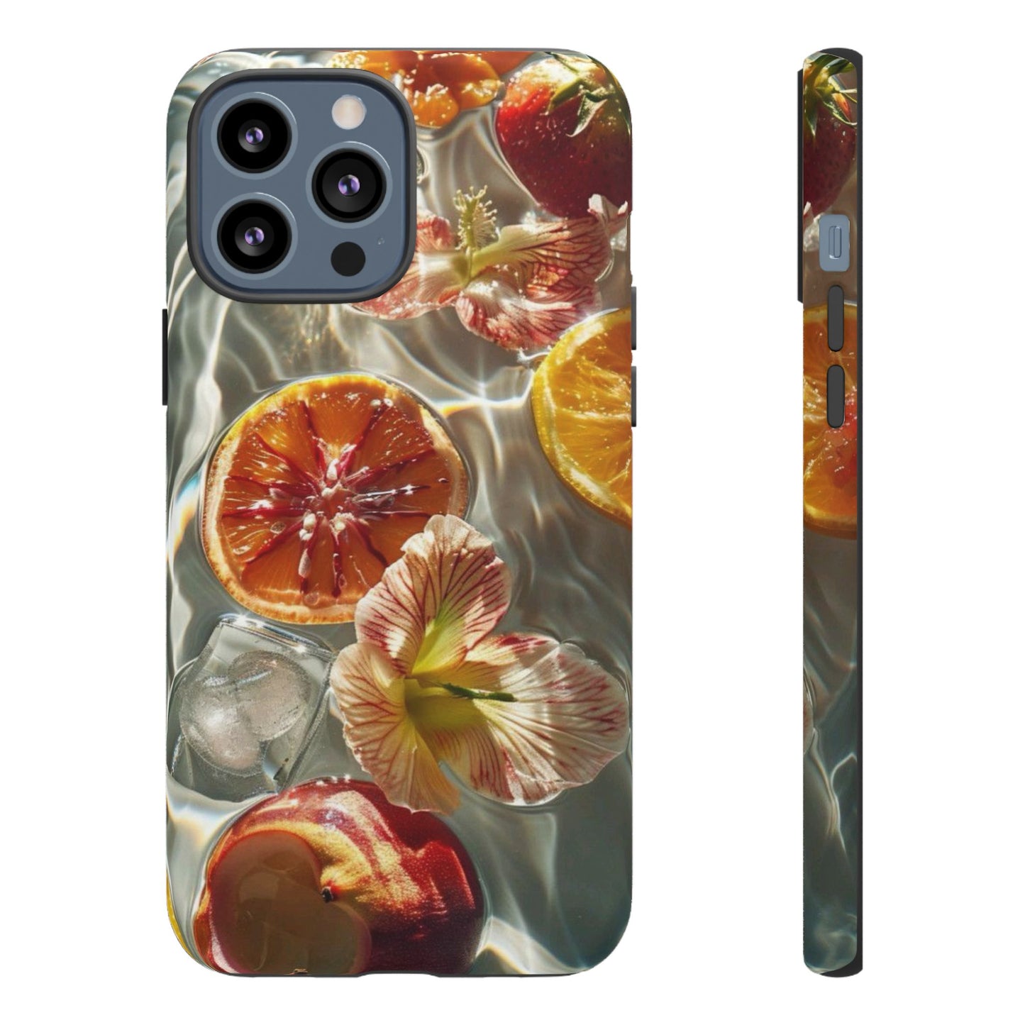 Citrus & Hibiscus Protective Phone Case – Summer Fruit Water Print Tough Case