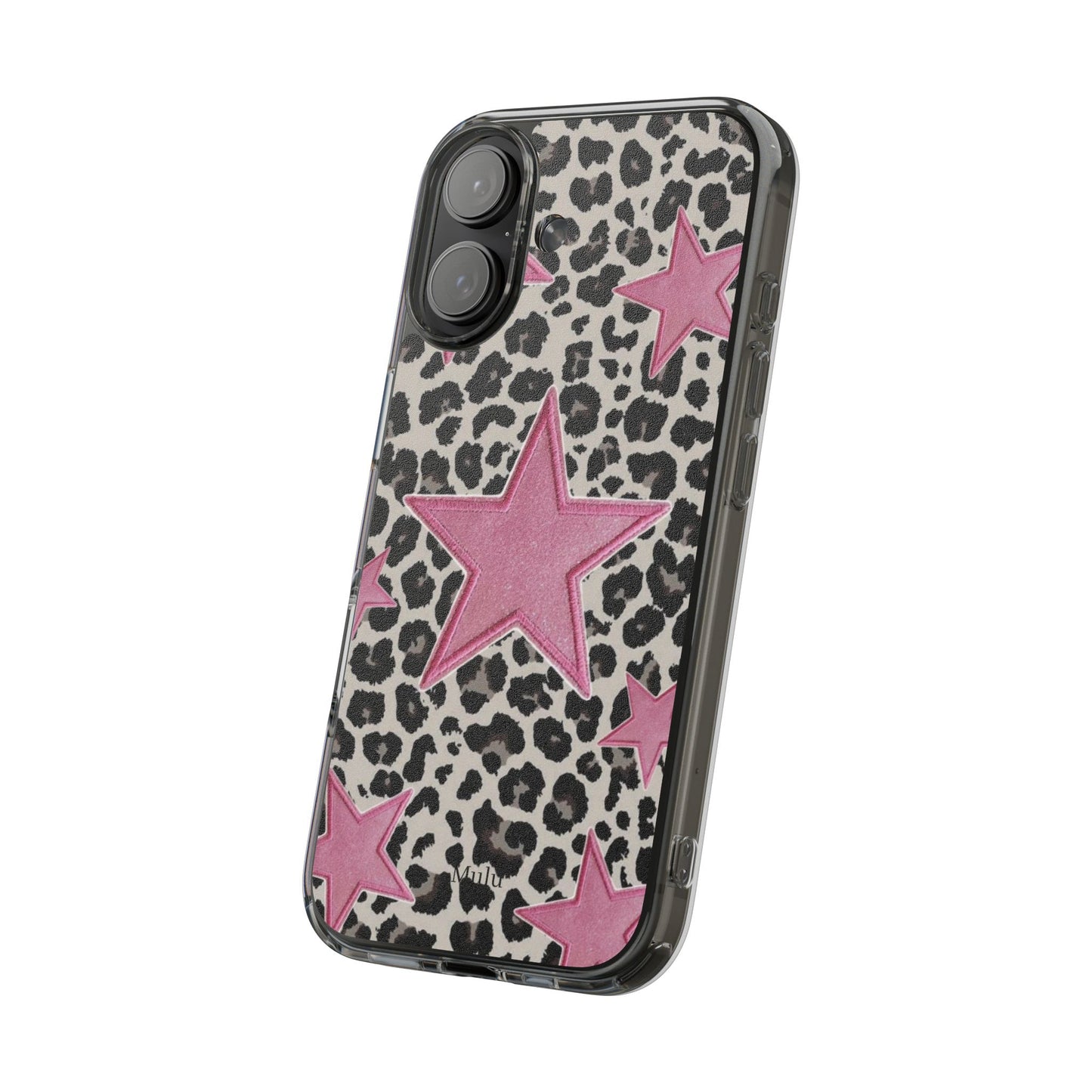 Pink Star Leopard Clear Impact Phone Case