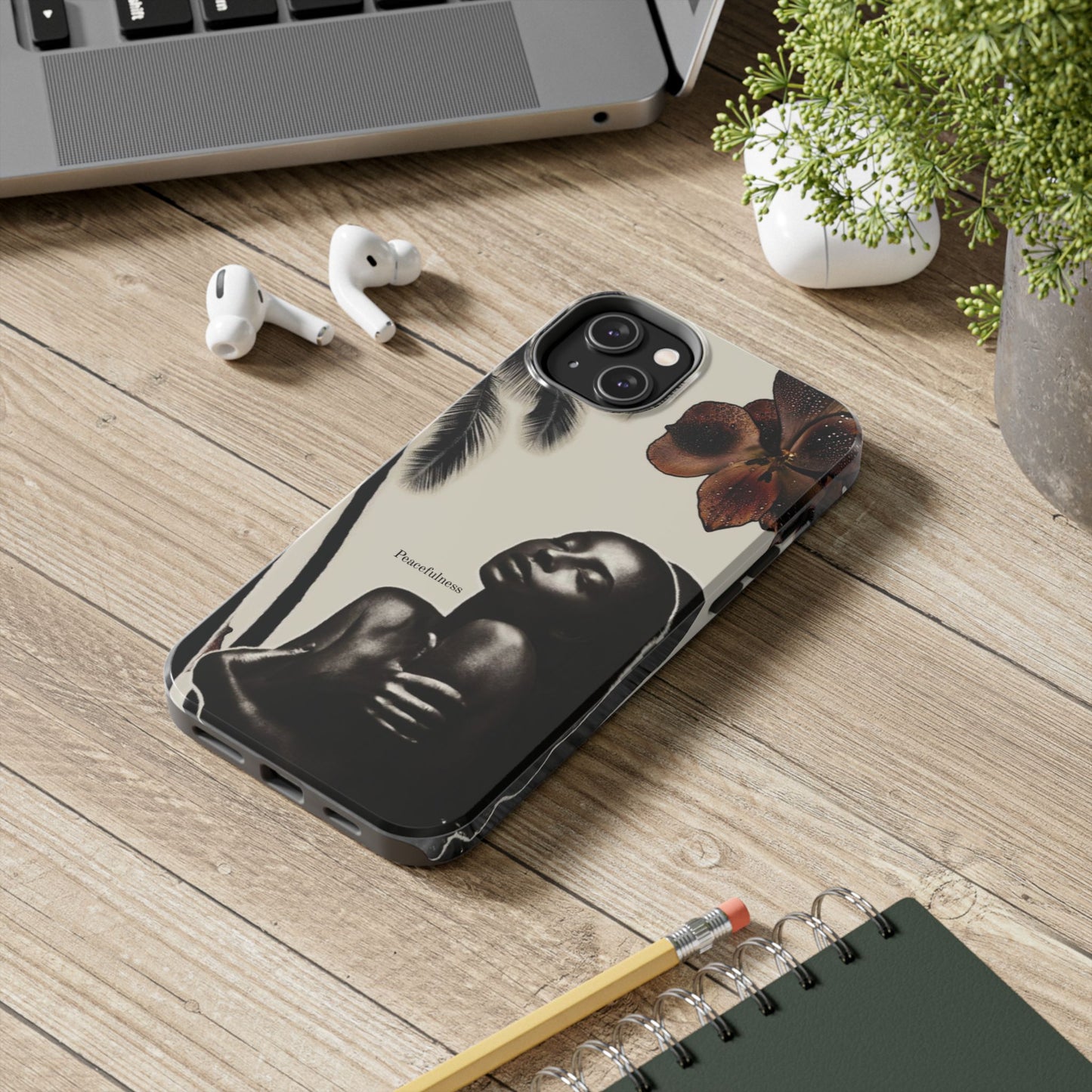 Tough Phone Case — "Peacefulness" Artistic Black Woman Floral Design