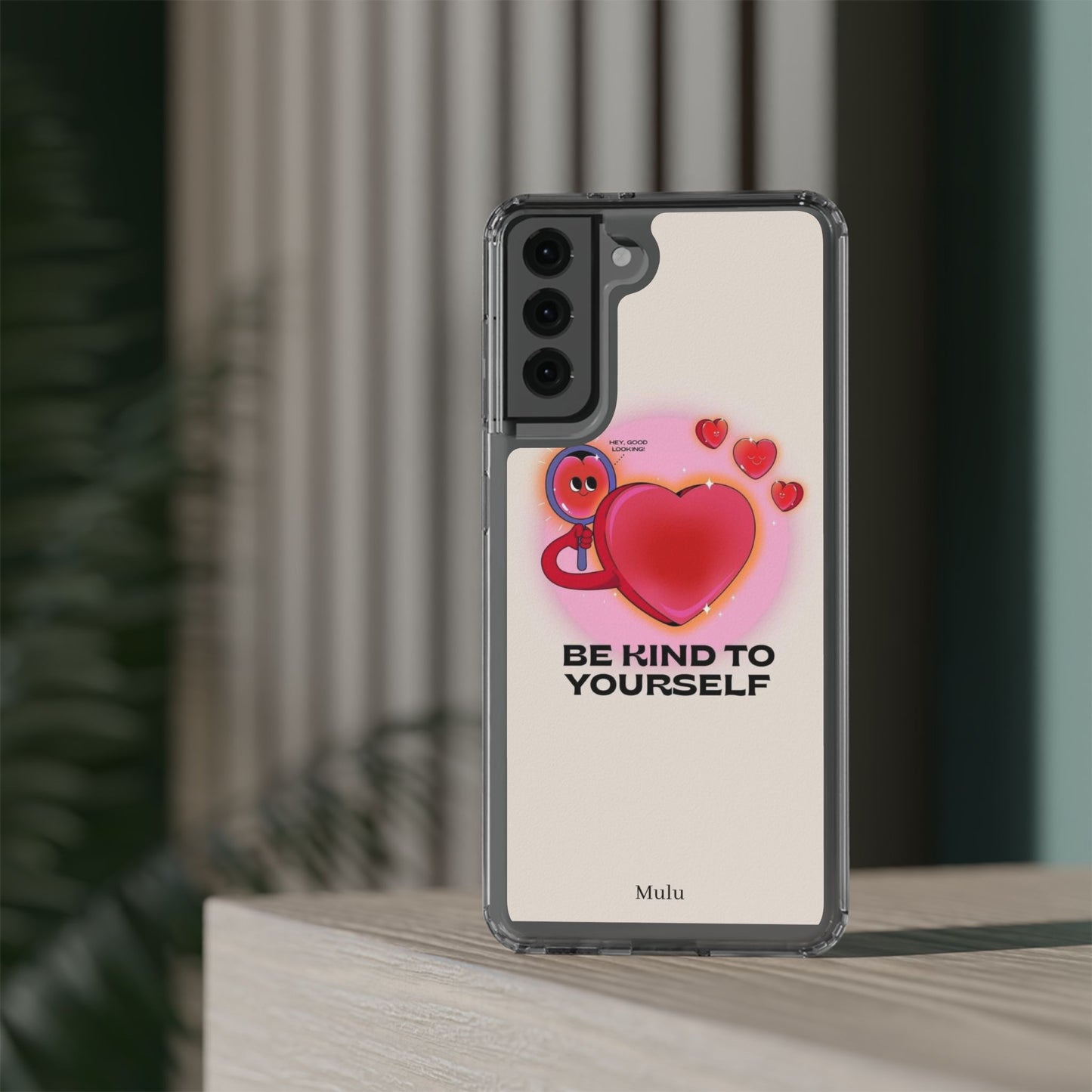 Clear Phone Case — "Be Kind to Yourself" Heart Design