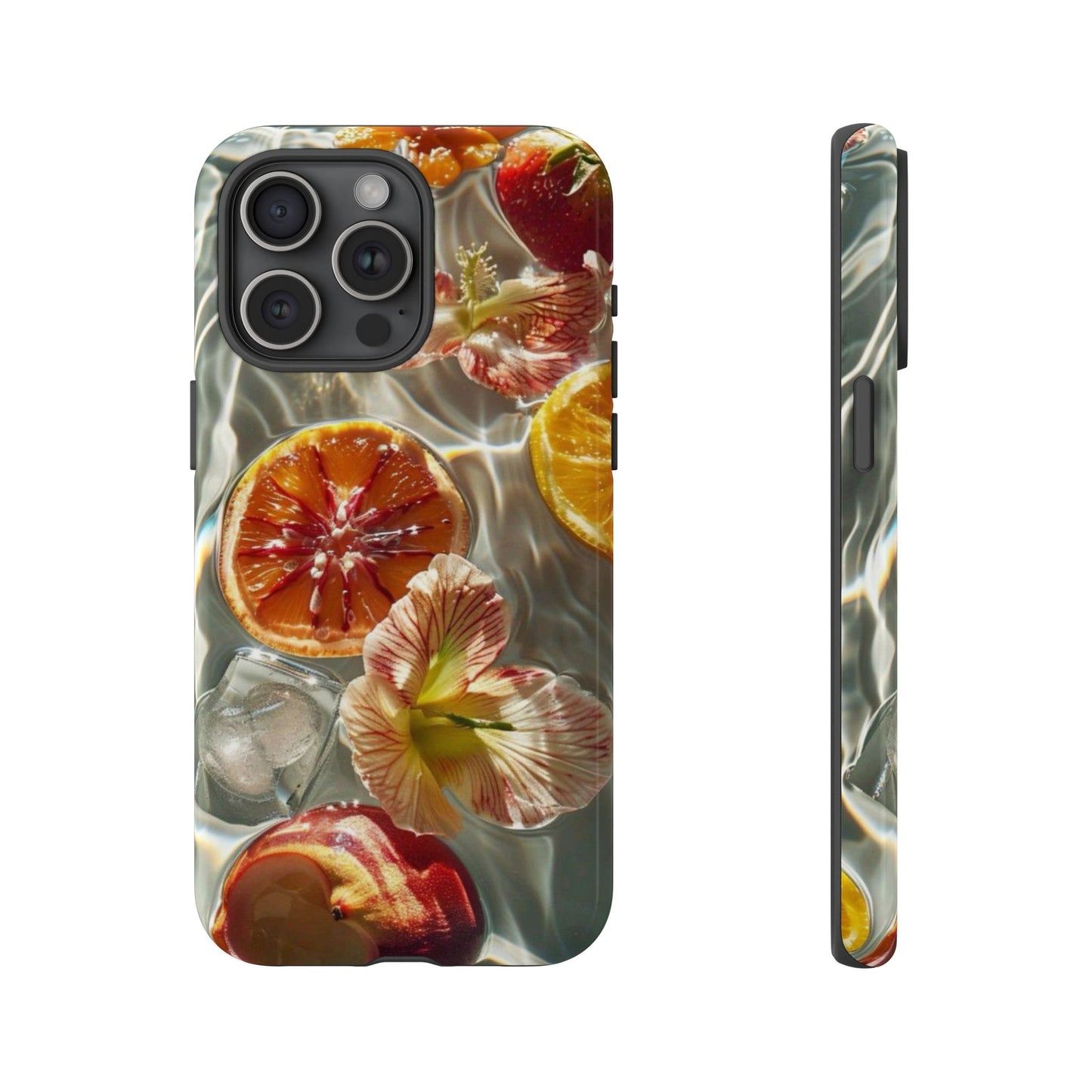 Citrus & Hibiscus Protective Phone Case – Summer Fruit Water Print Tough Case