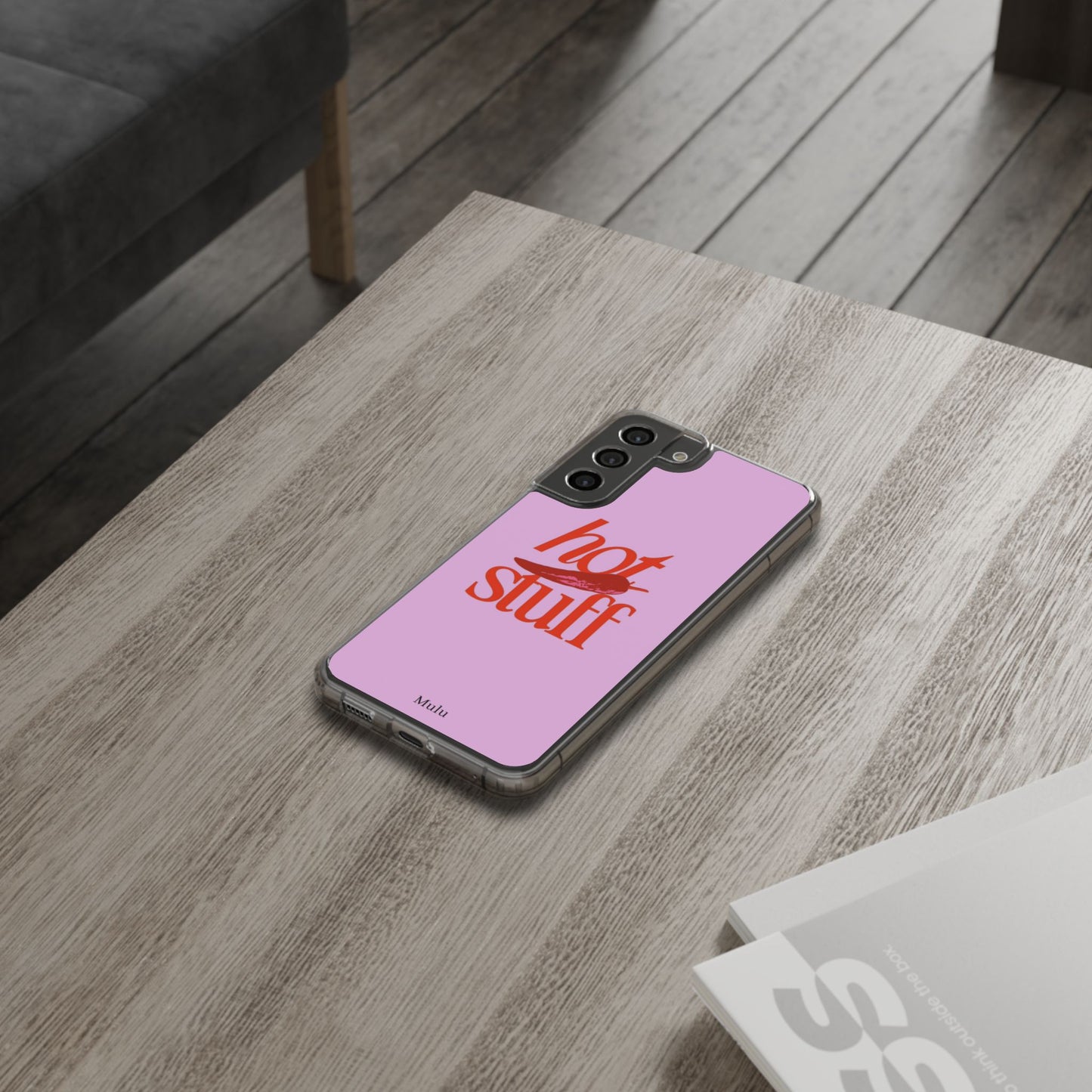 Hot Stuff Clear Impact Phone Case — Pink Retro Typography iPhone Cover