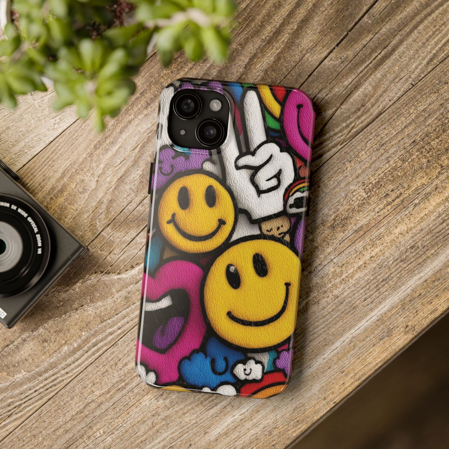 Smiley Graffiti Tough Phone Case – Colorful Urban Art Protection
