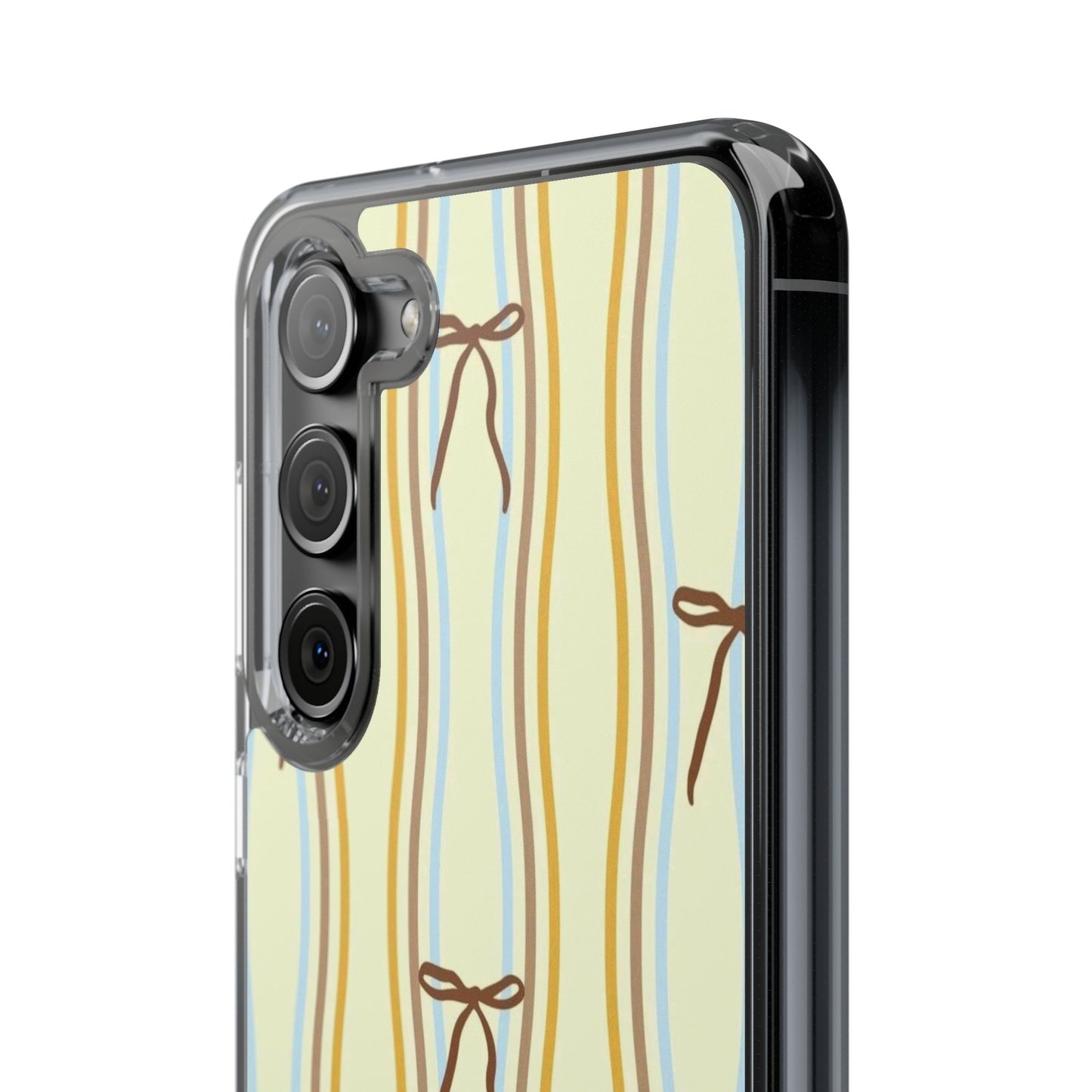 Ballet Ribbon Stripe Clear Impact Phone Case — Pastel Yellow Protective Cover