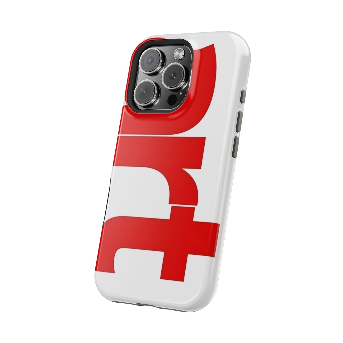 Magnetic Impact-Resistant Phone Case — Bold Red Typographic Design