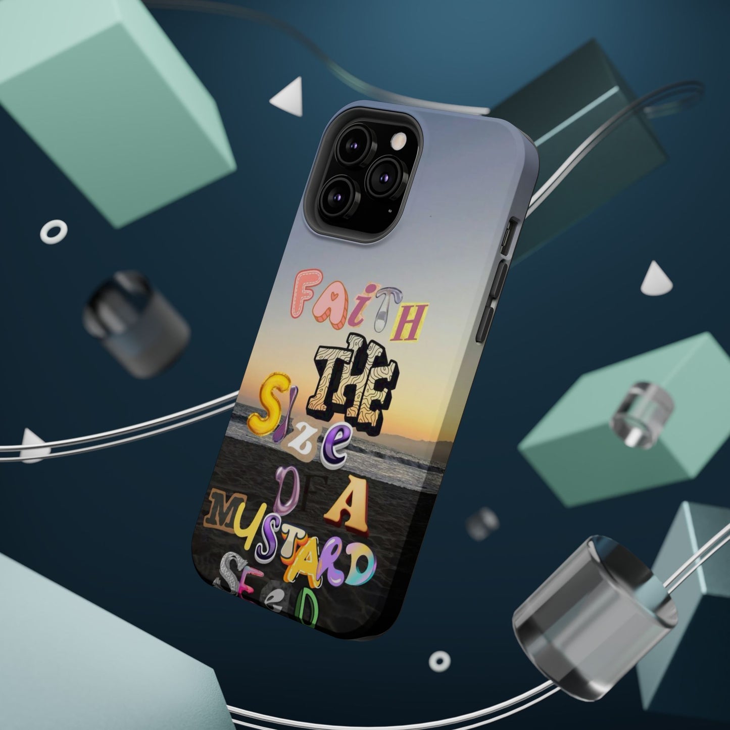 Magnetic Impact-Resistant Phone Case — "Faith the Size of a Mustard Seed" Sunset Design