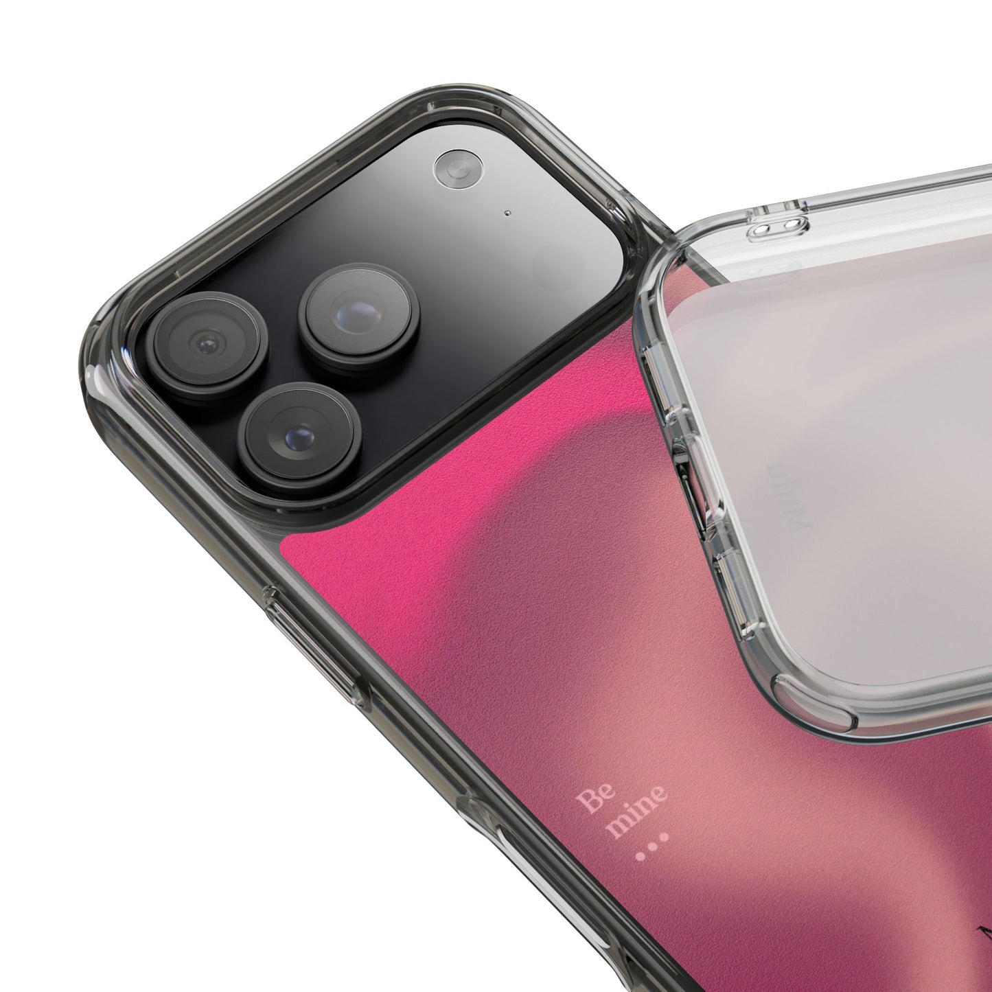 Clear Impact Phone Case — Pink Satin Swirl "Be mine" Design